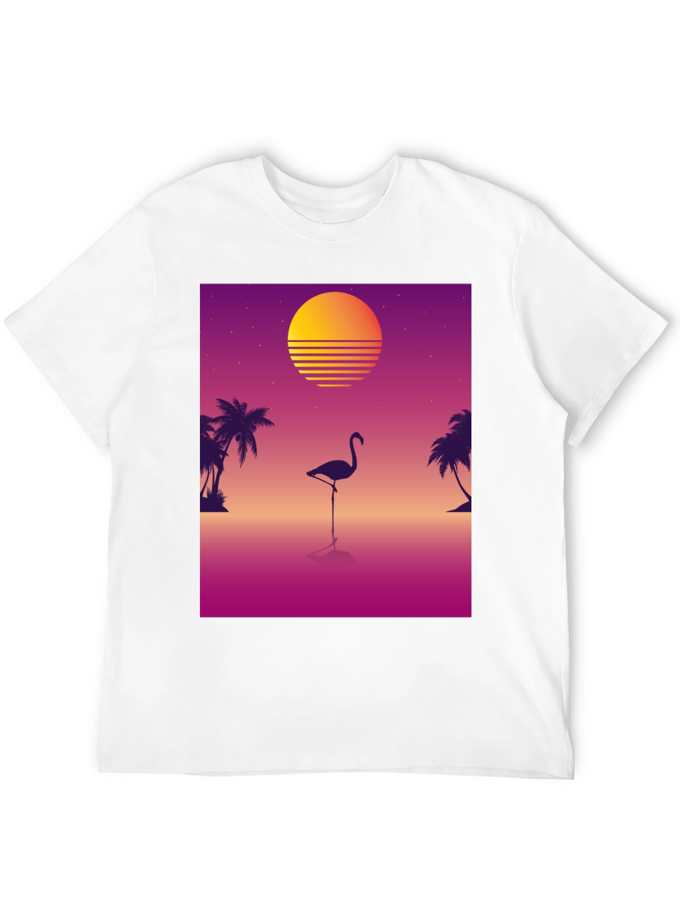 Retro Flamingo T-Shirt: 80s Sunset Style