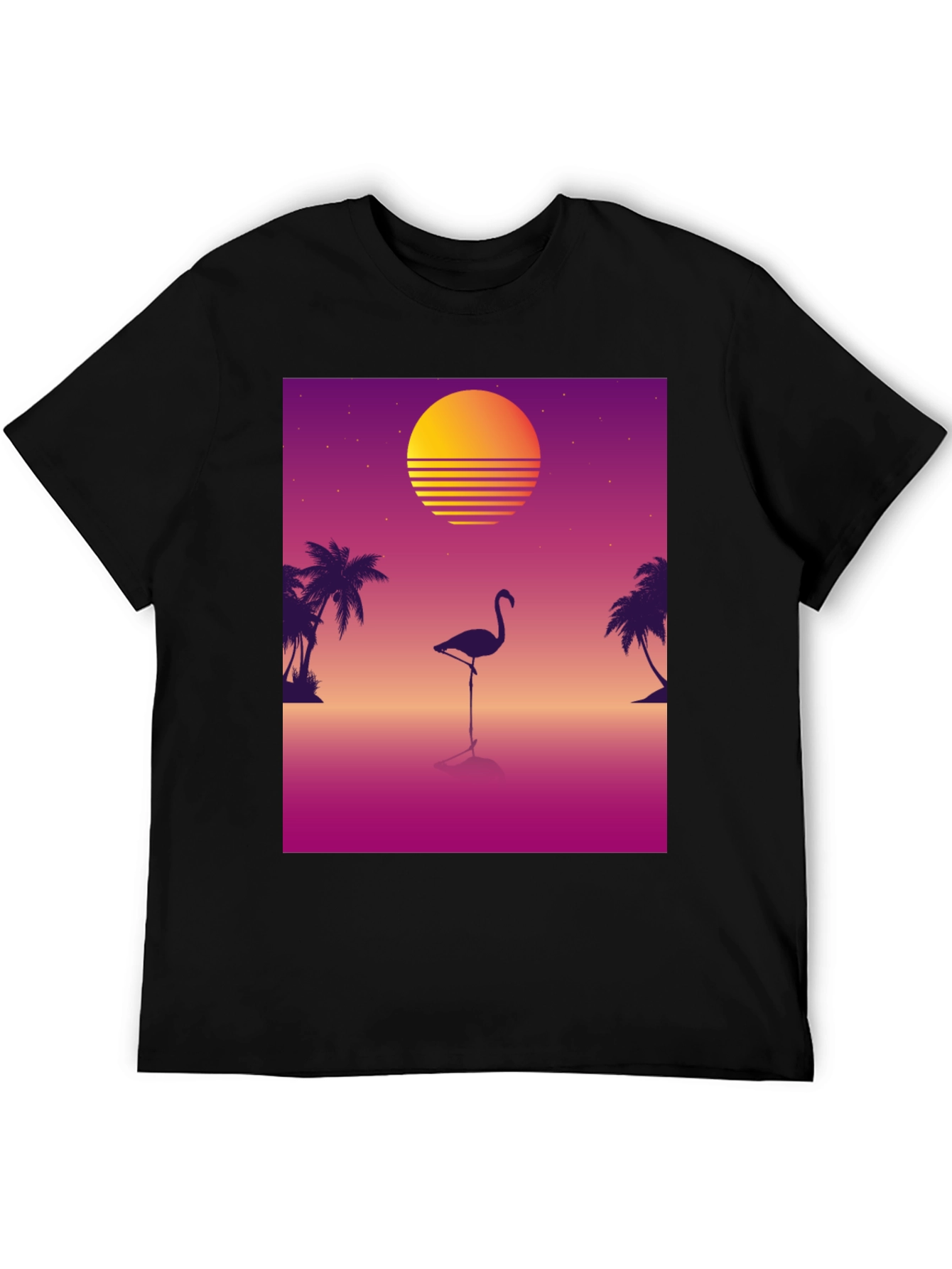 Retro Flamingo T-Shirt: 80s Sunset Style
