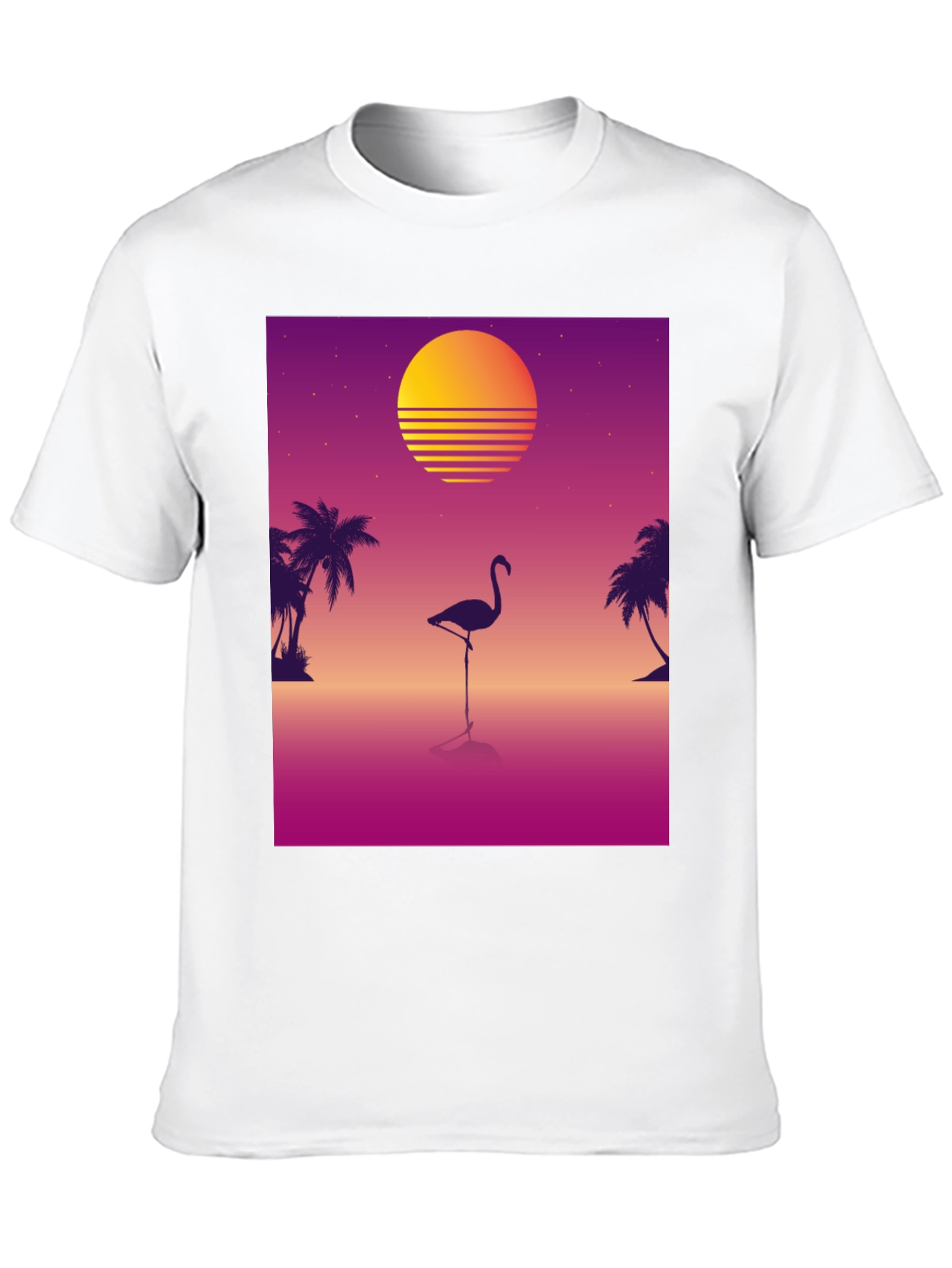 Retro Flamingo T-Shirt: 80s Sunset Style