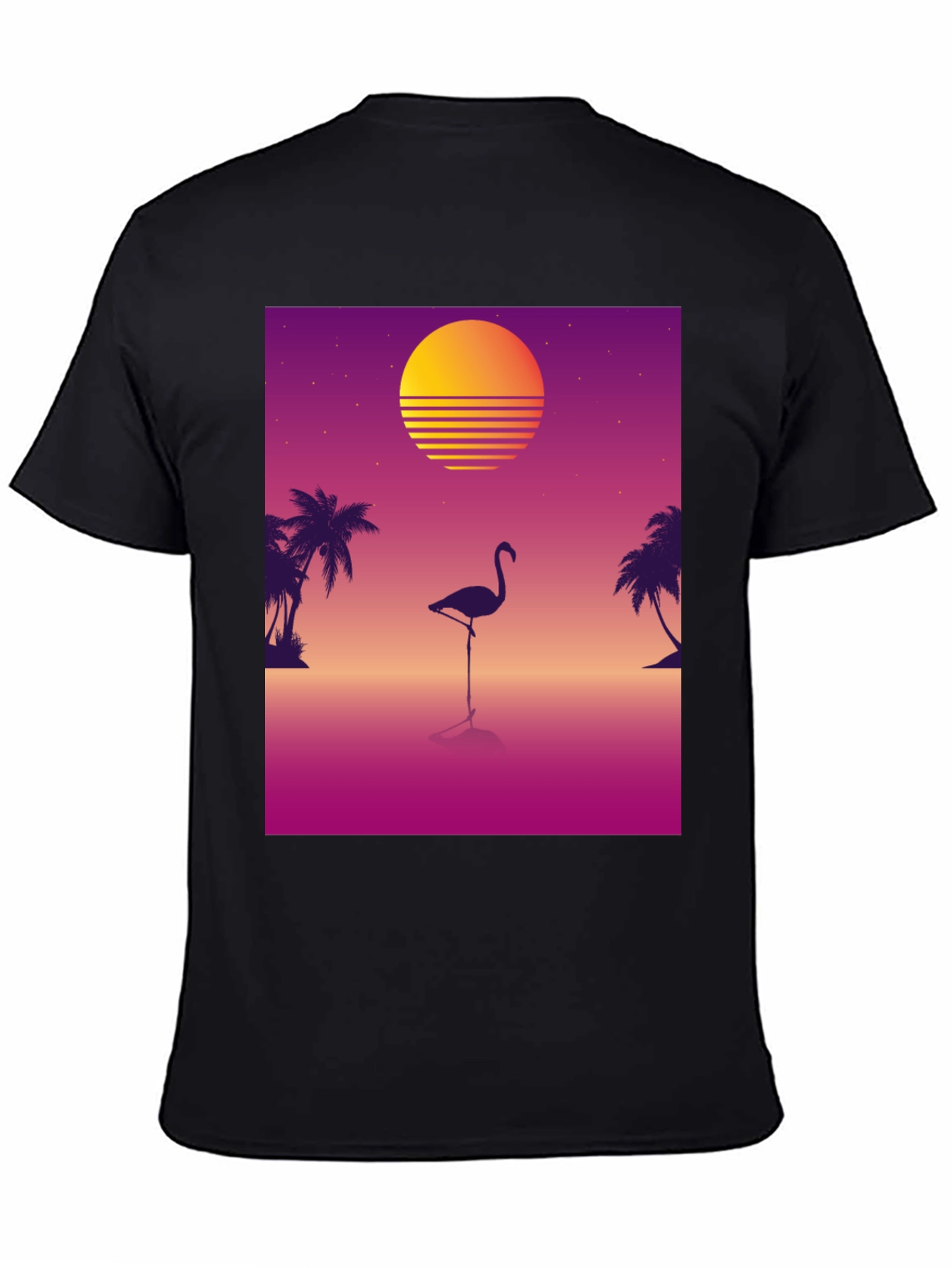 Retro Flamingo T-Shirt: 80s Sunset Style