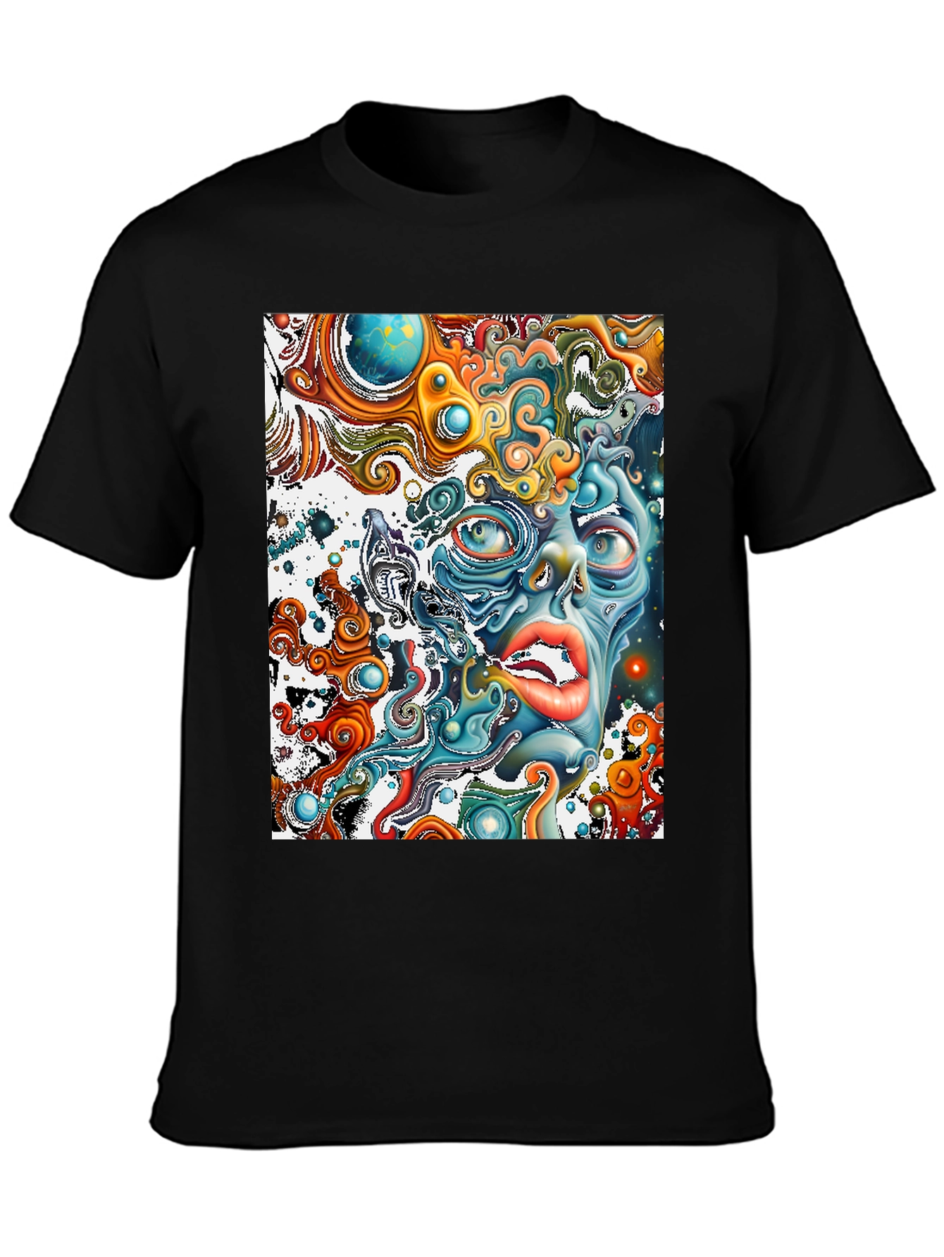 Surreal Face Graphic T-Shirt - Black