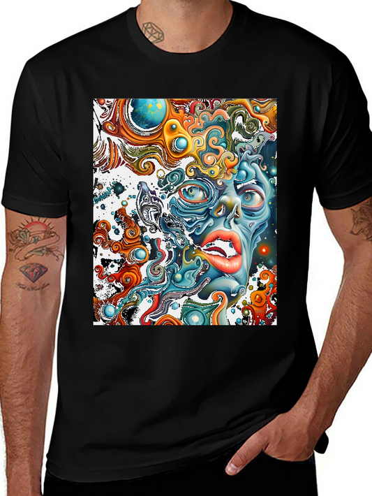 Surreal Face Graphic T-Shirt - Black