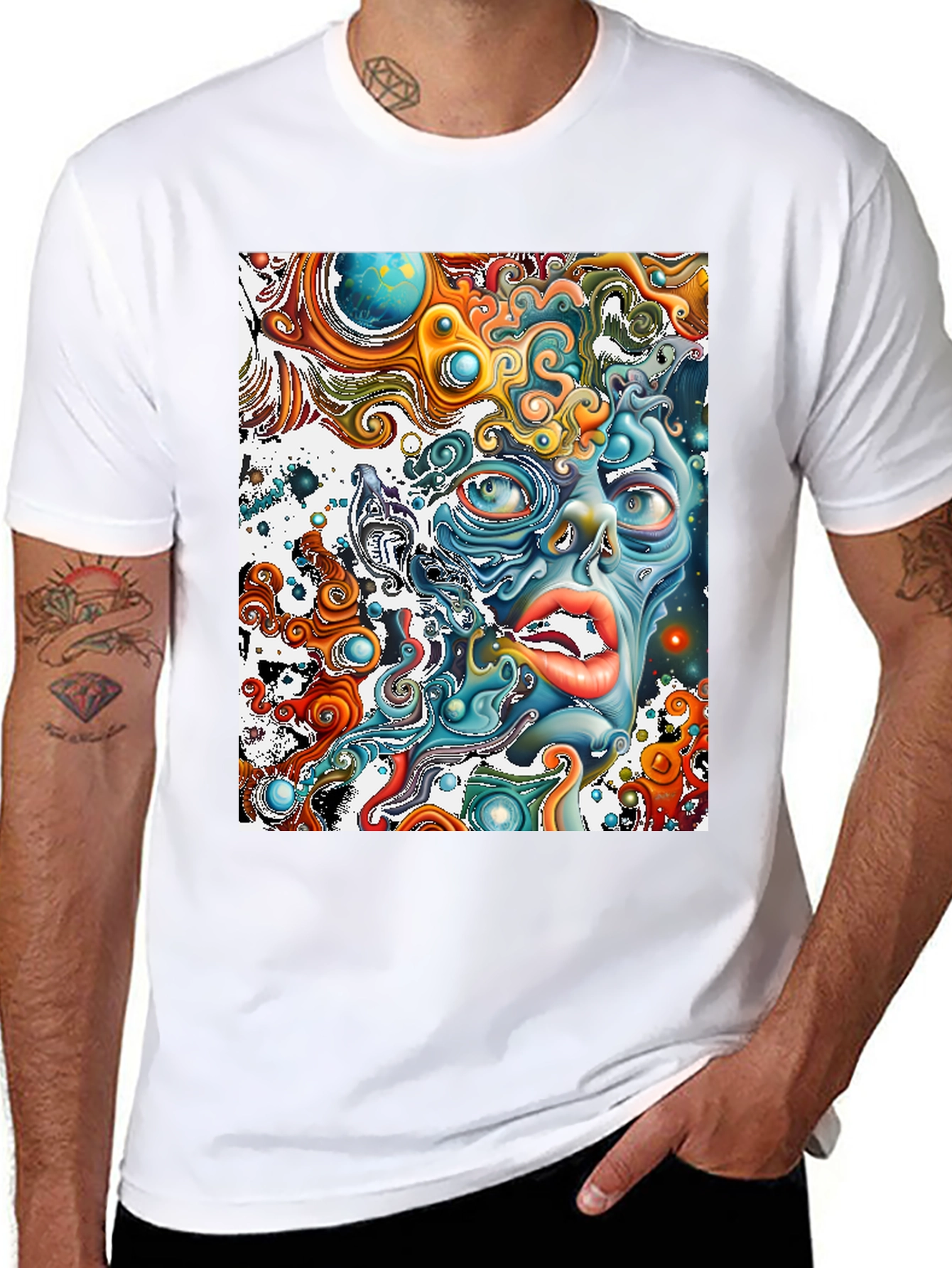 Surreal Face Graphic T-Shirt - Black