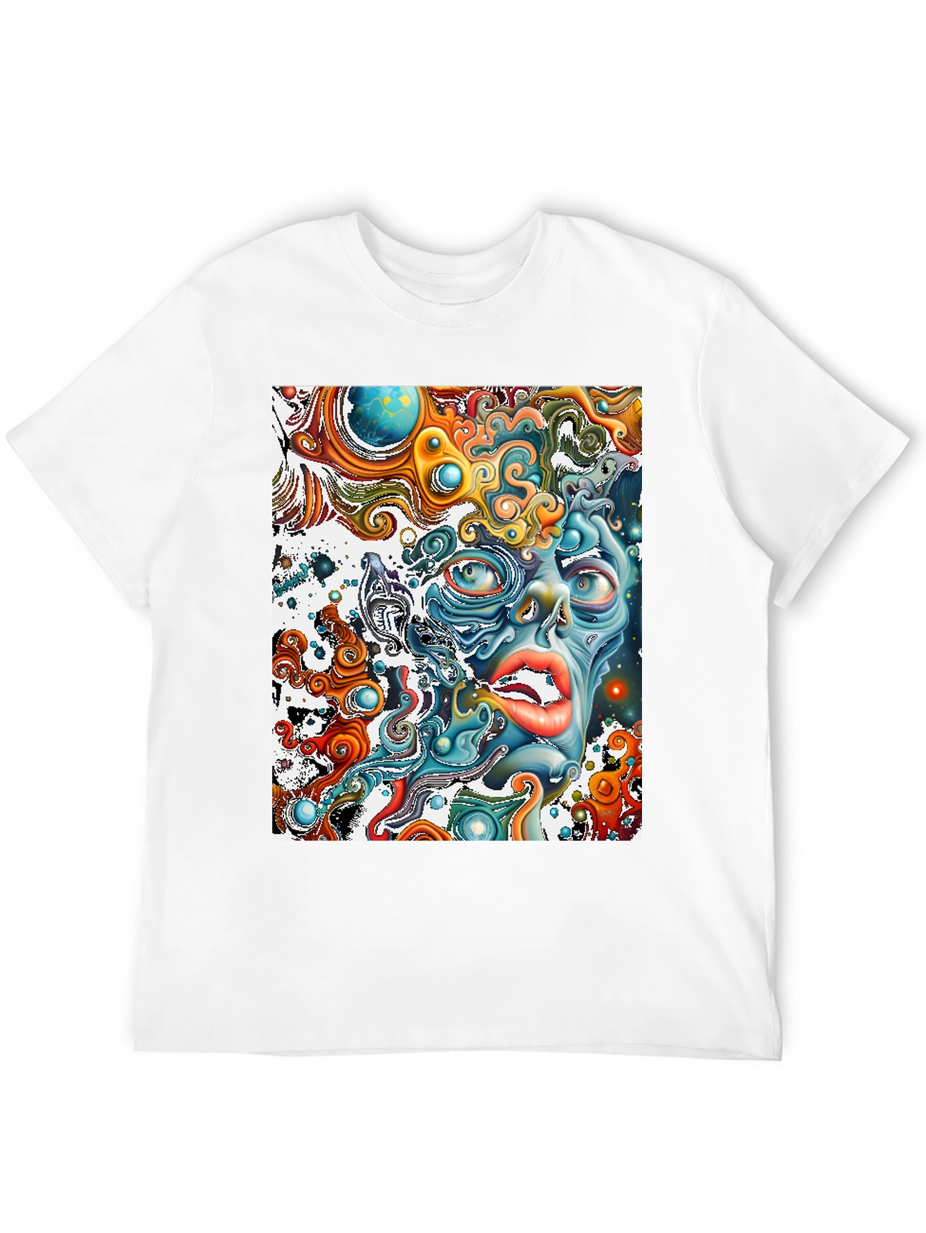 Surreal Face Graphic T-Shirt - Black