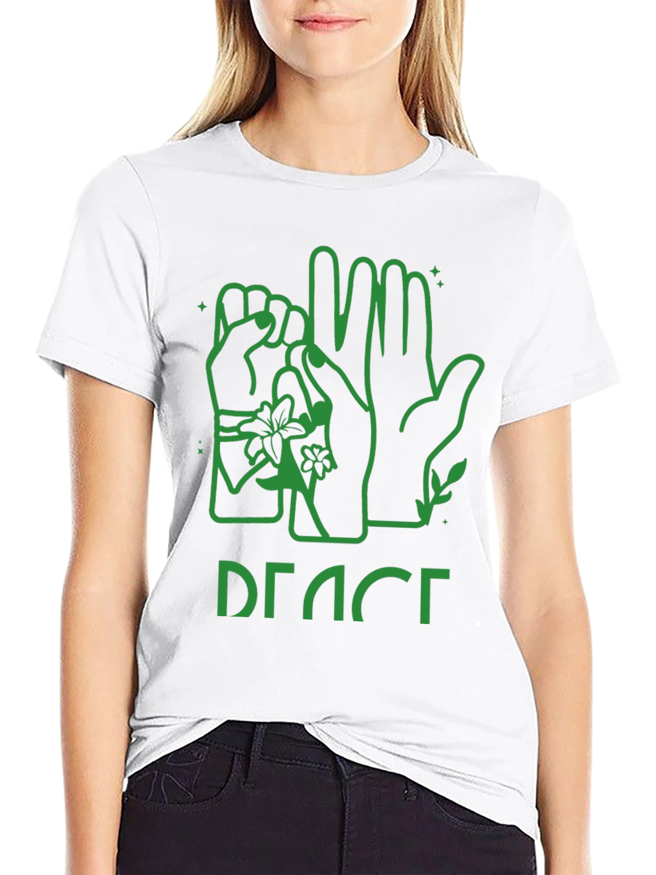 Peace Sign Language Graphic Tee - Black
