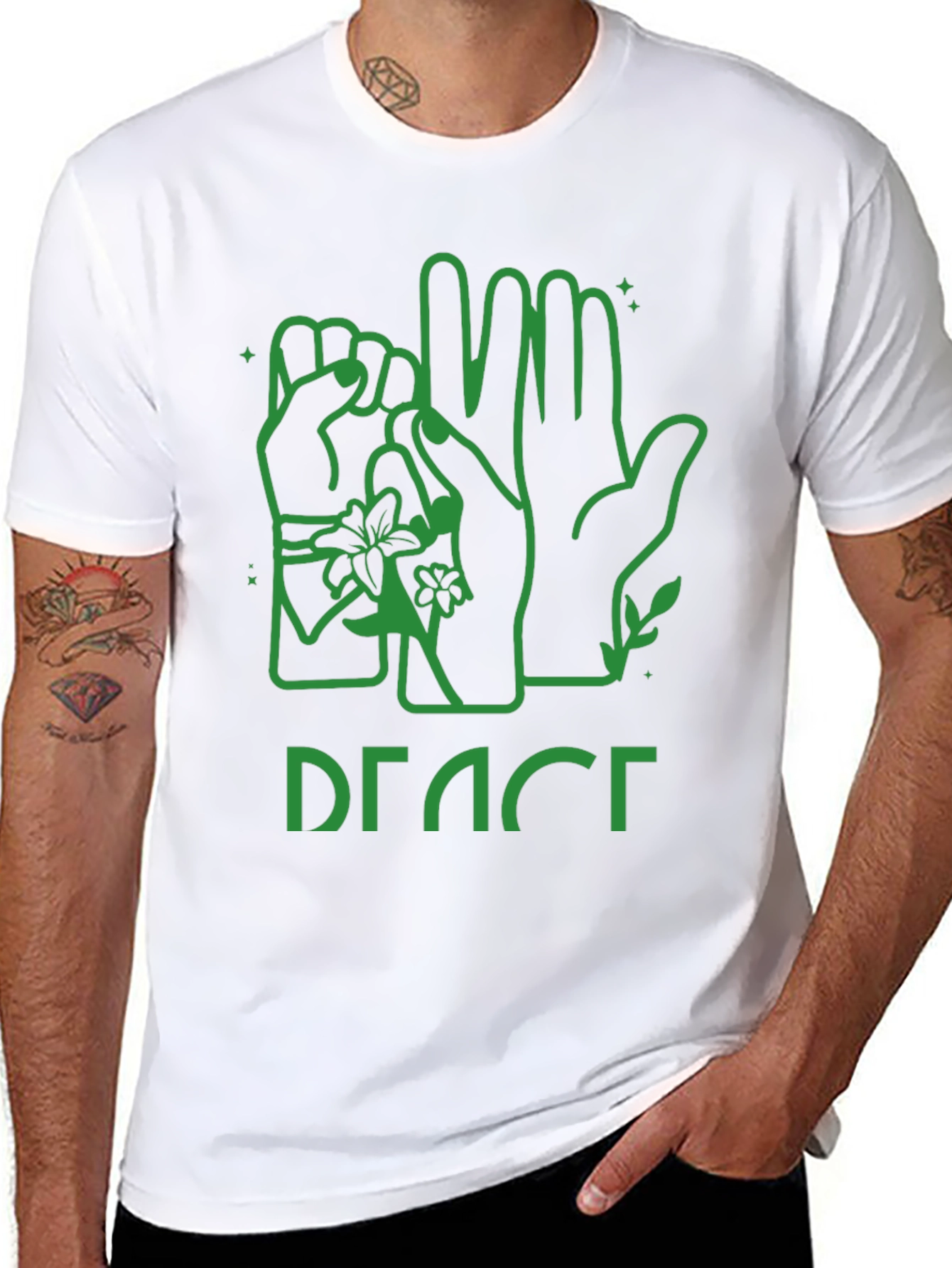 Peace Sign Language Graphic Tee - Black