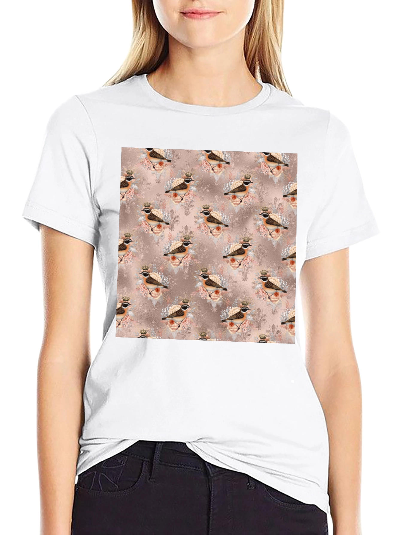 Bird King Pattern T-Shirt