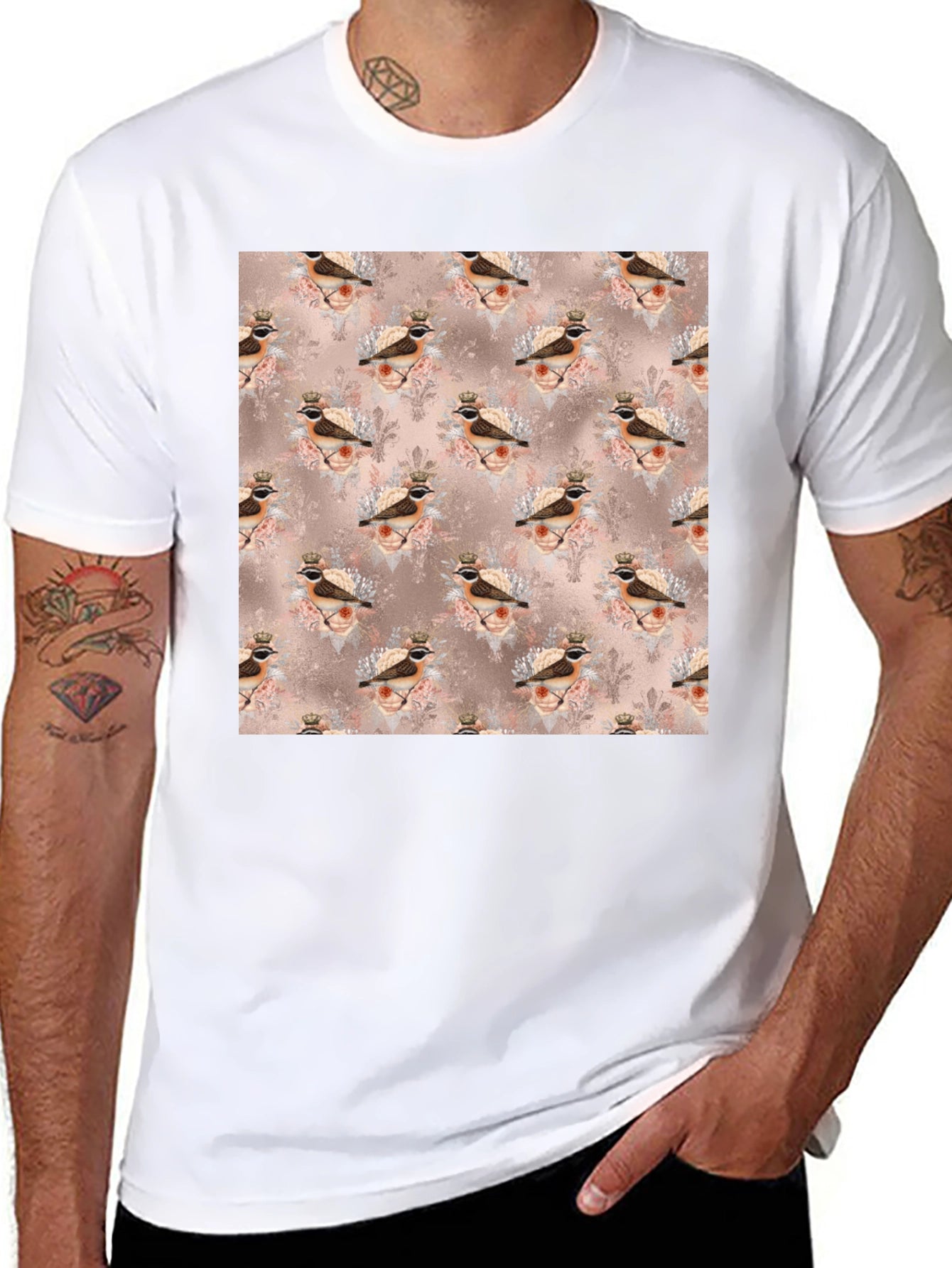 Bird King Pattern T-Shirt
