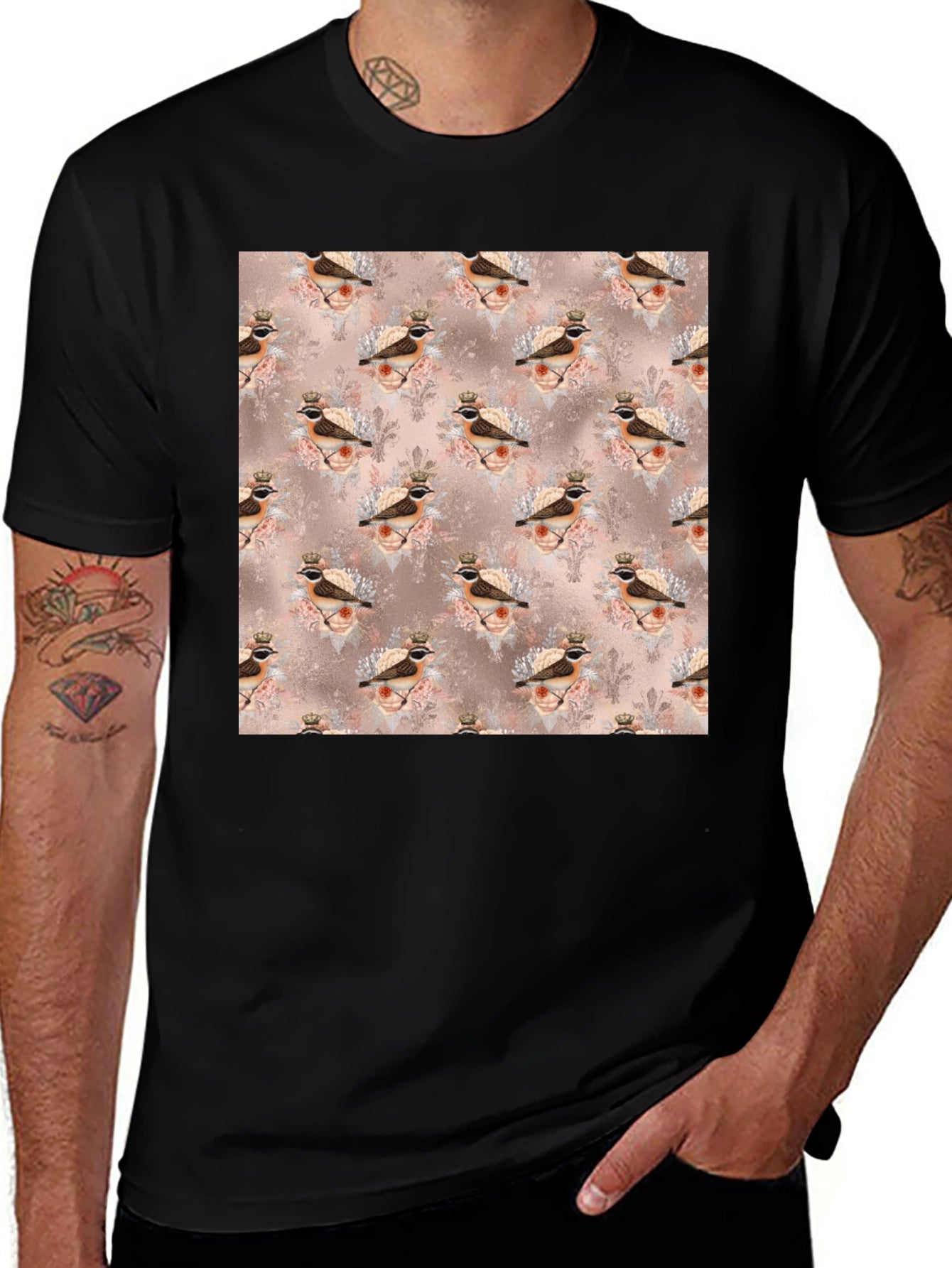 Bird King Pattern T-Shirt