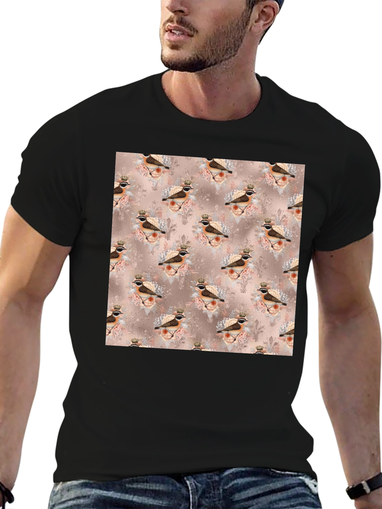 Bird King Pattern T-Shirt