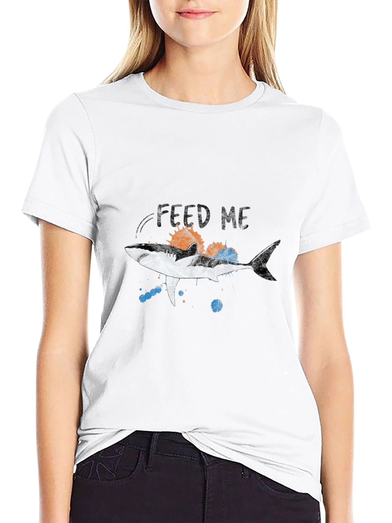 Feed Me Shark Graphic Tee - Black