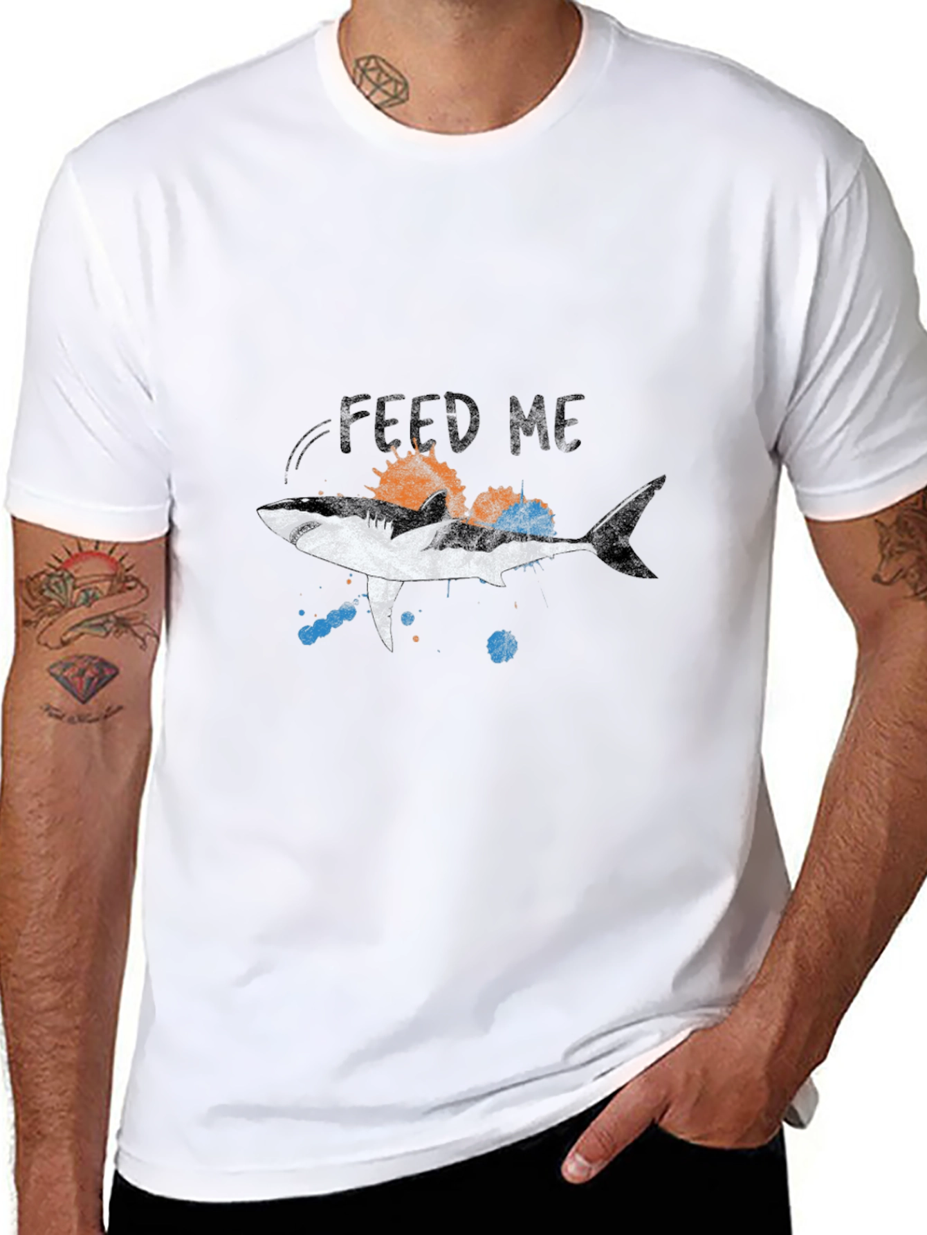 Feed Me Shark Graphic Tee - Black