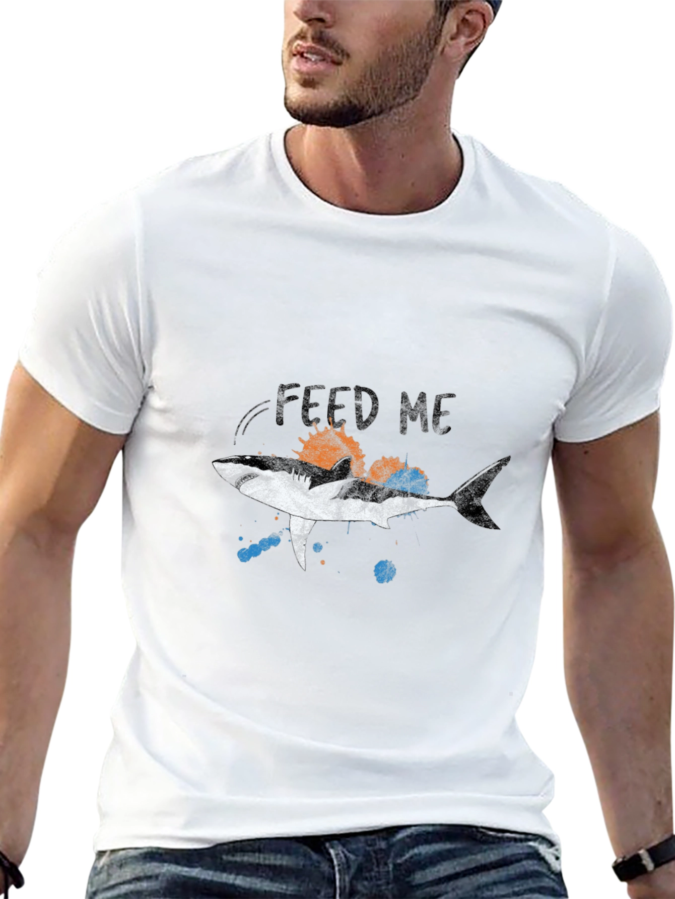 Feed Me Shark Graphic Tee - Black