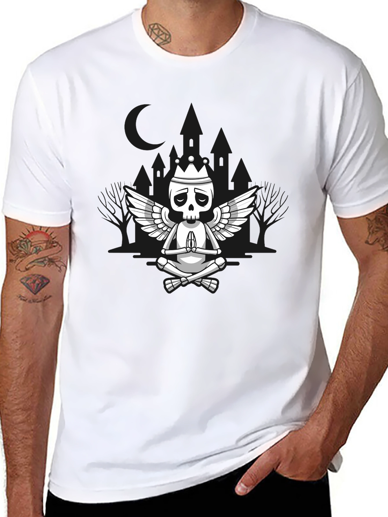 Meditating Skeleton King Graphic T-Shirt