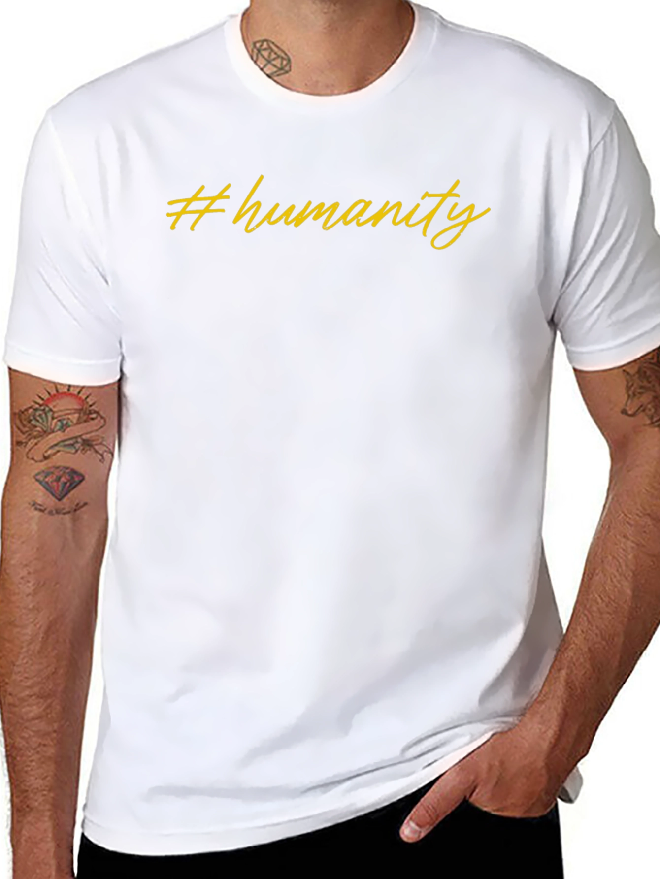 Stylish #humanity Black Cotton T-Shirt