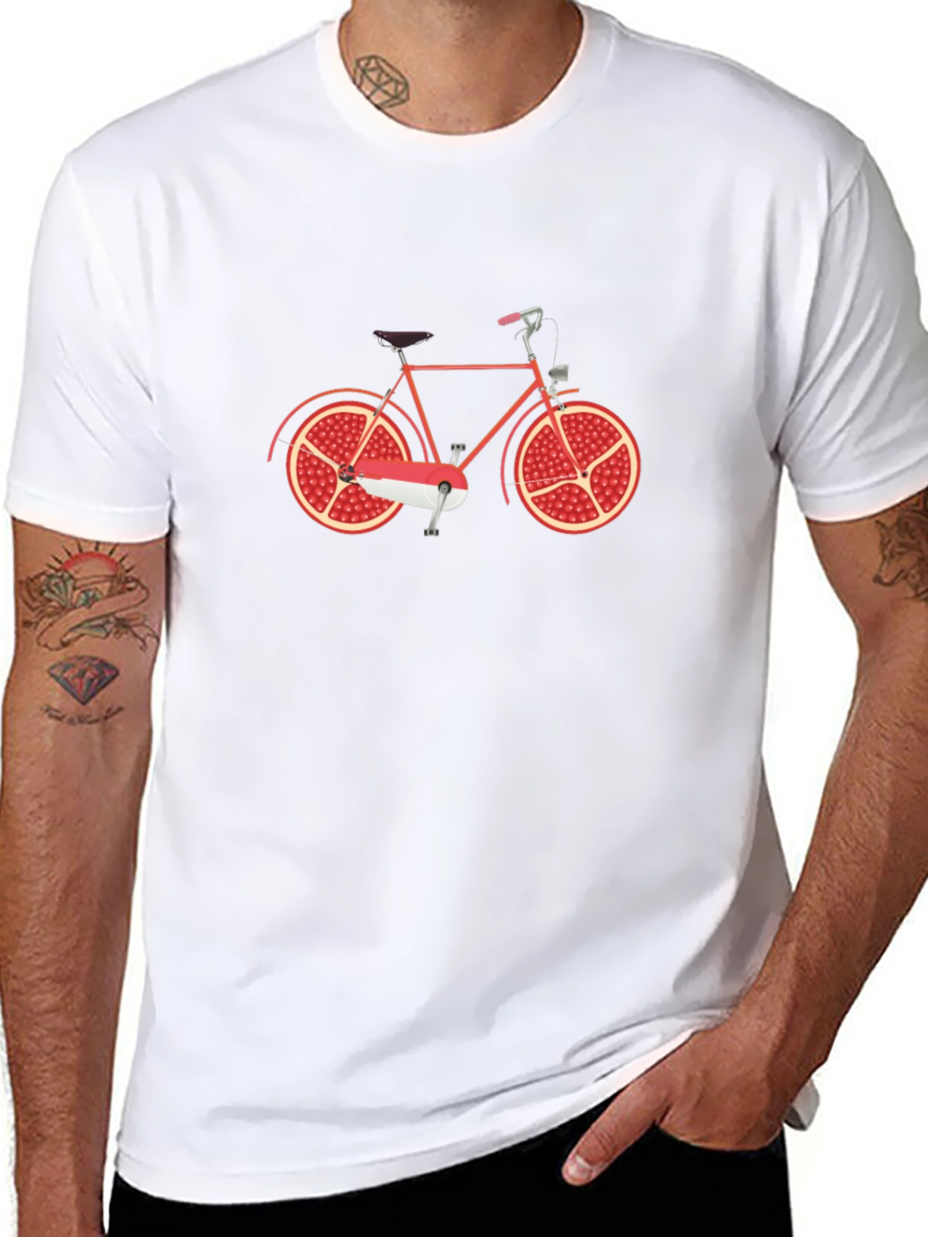 Novelty Pomegranate Bicycle Graphic Tee - Black