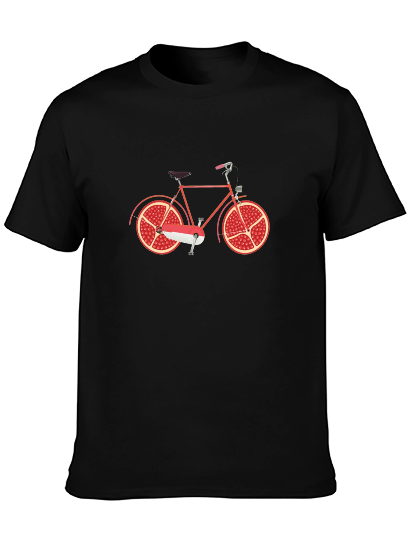 Novelty Pomegranate Bicycle Graphic Tee - Black