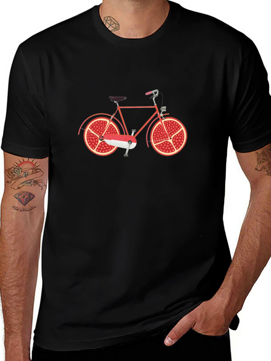 Novelty Pomegranate Bicycle Graphic Tee - Black