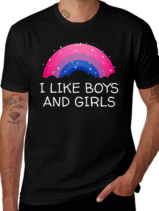 Bisexual Pride Rainbow T-Shirt - I Like Boys and Girls