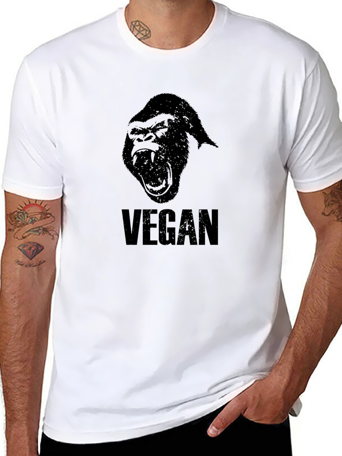 Vegan Gorilla Graphic T-Shirt - Black