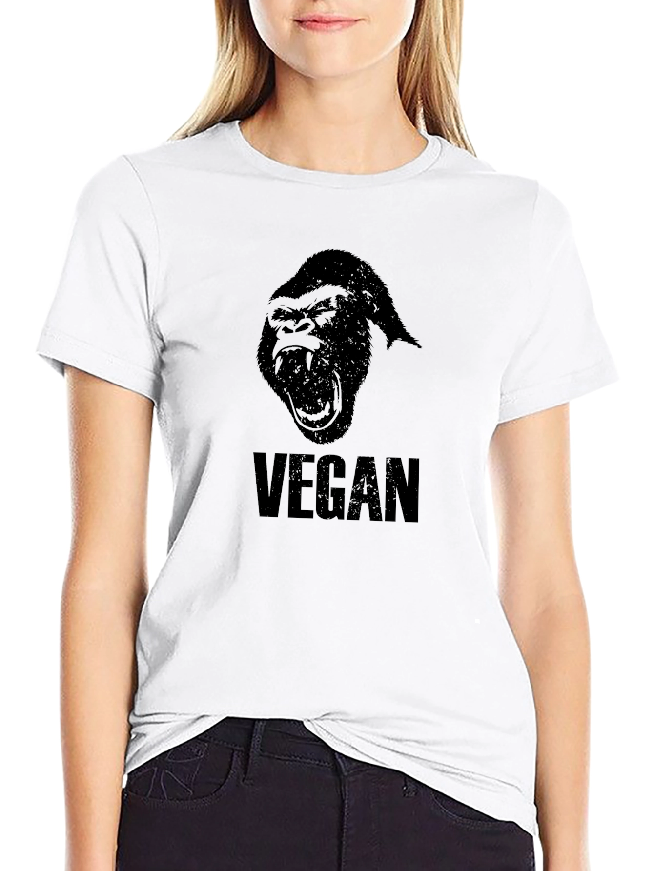 Vegan Gorilla Graphic T-Shirt - Black
