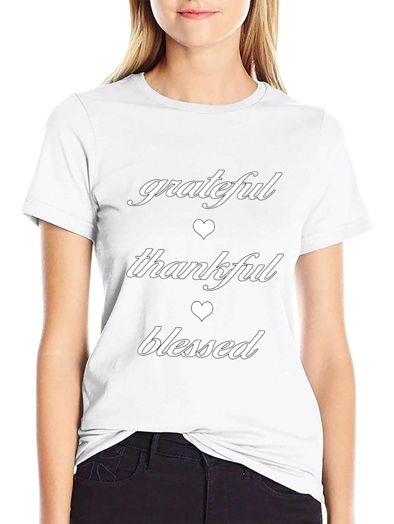 Grateful Thankful Blessed Graphic Tee - Black
