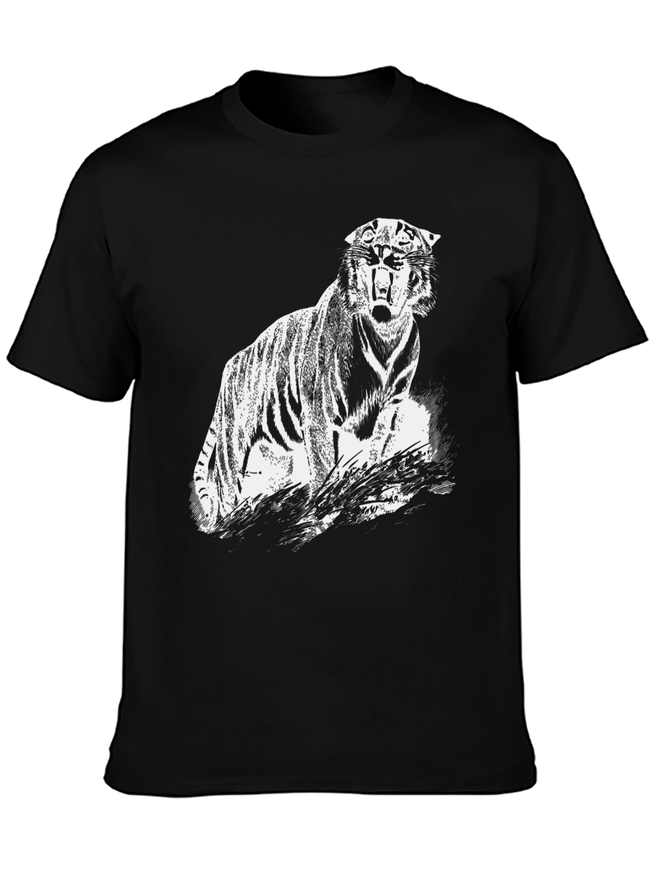 Tiger Graphic Print Black T-Shirt