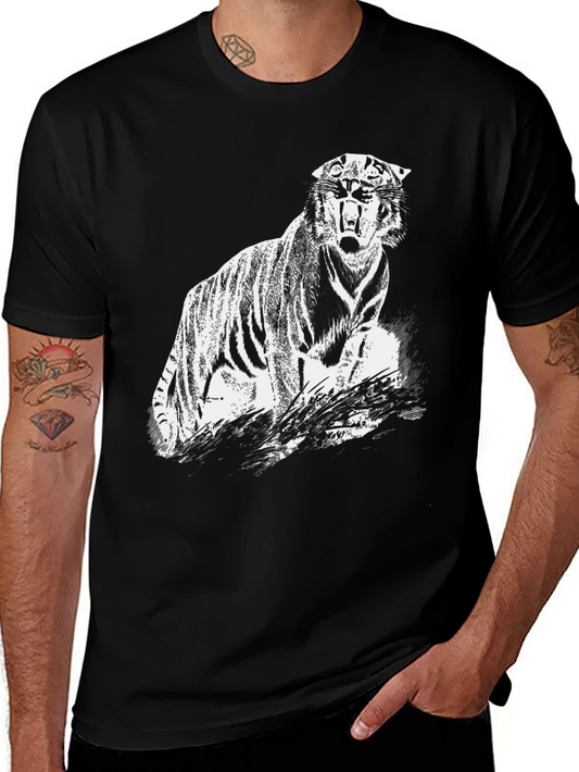 Tiger Graphic Print Black T-Shirt