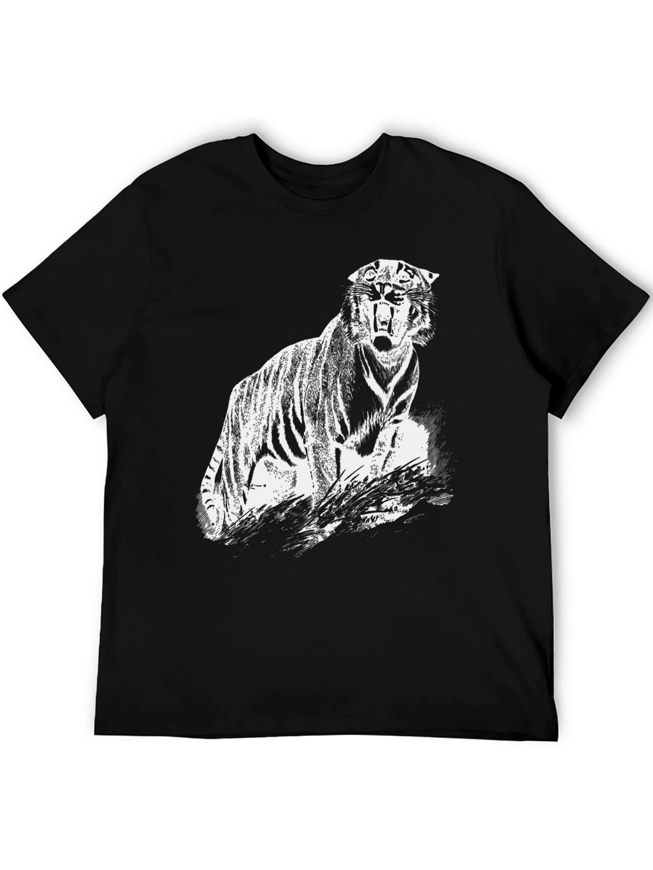 Tiger Graphic Print Black T-Shirt