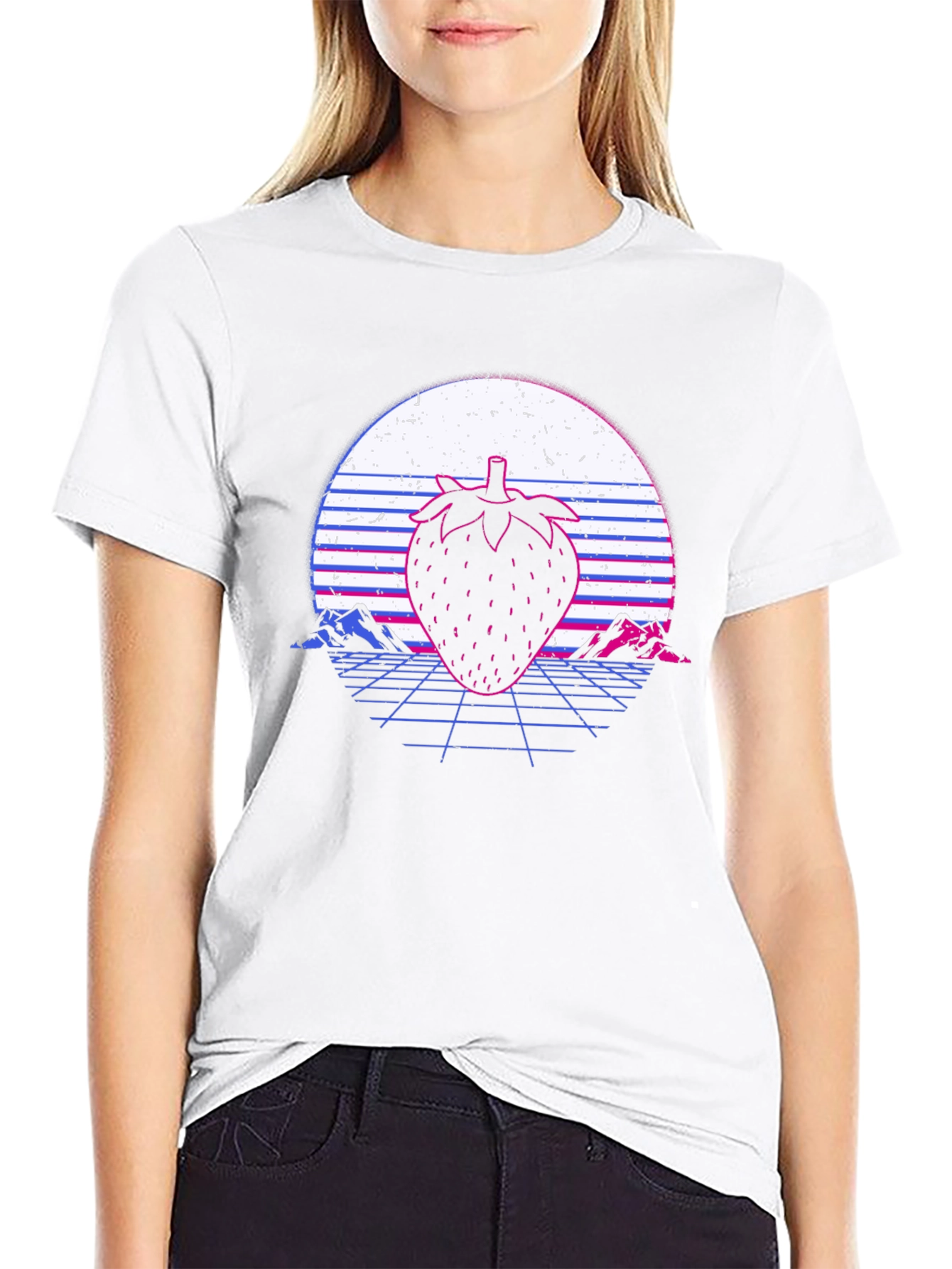 Retro Strawberry Graphic Tee - Synthwave T-Shirt