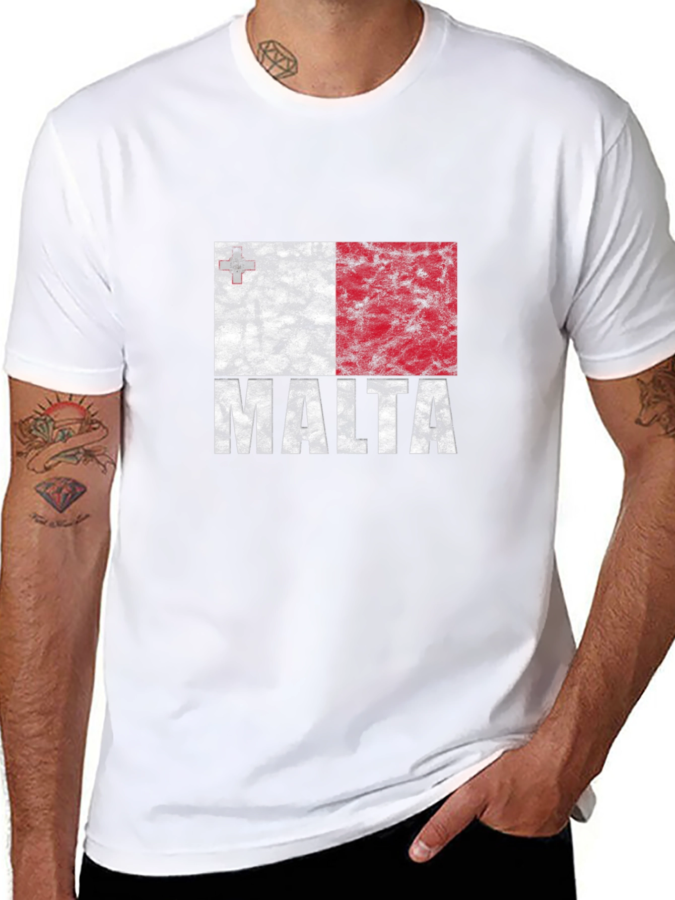 Malta Flag T-Shirt - Distressed Design