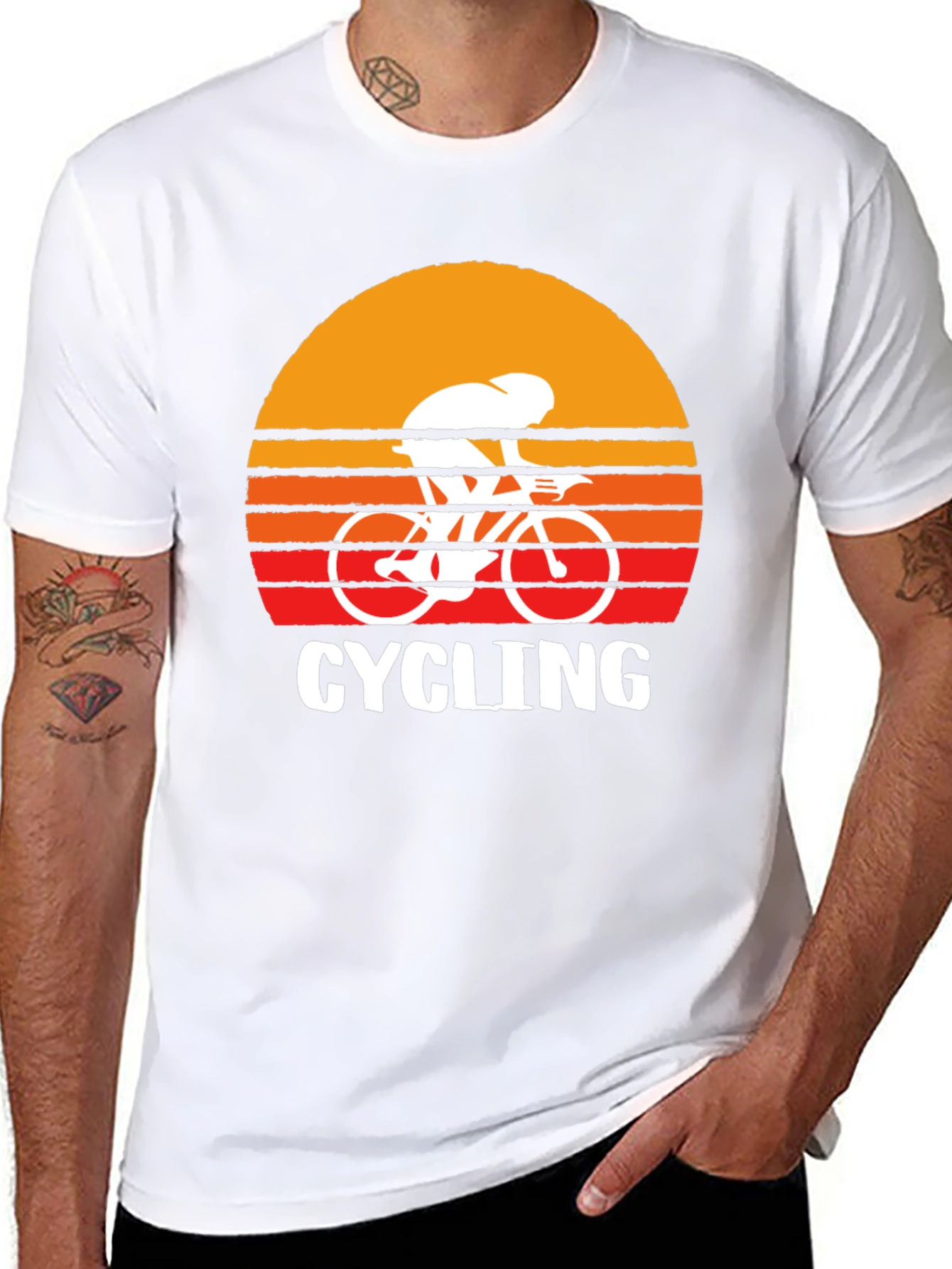 Retro Cycling Sunset Graphic T-Shirt