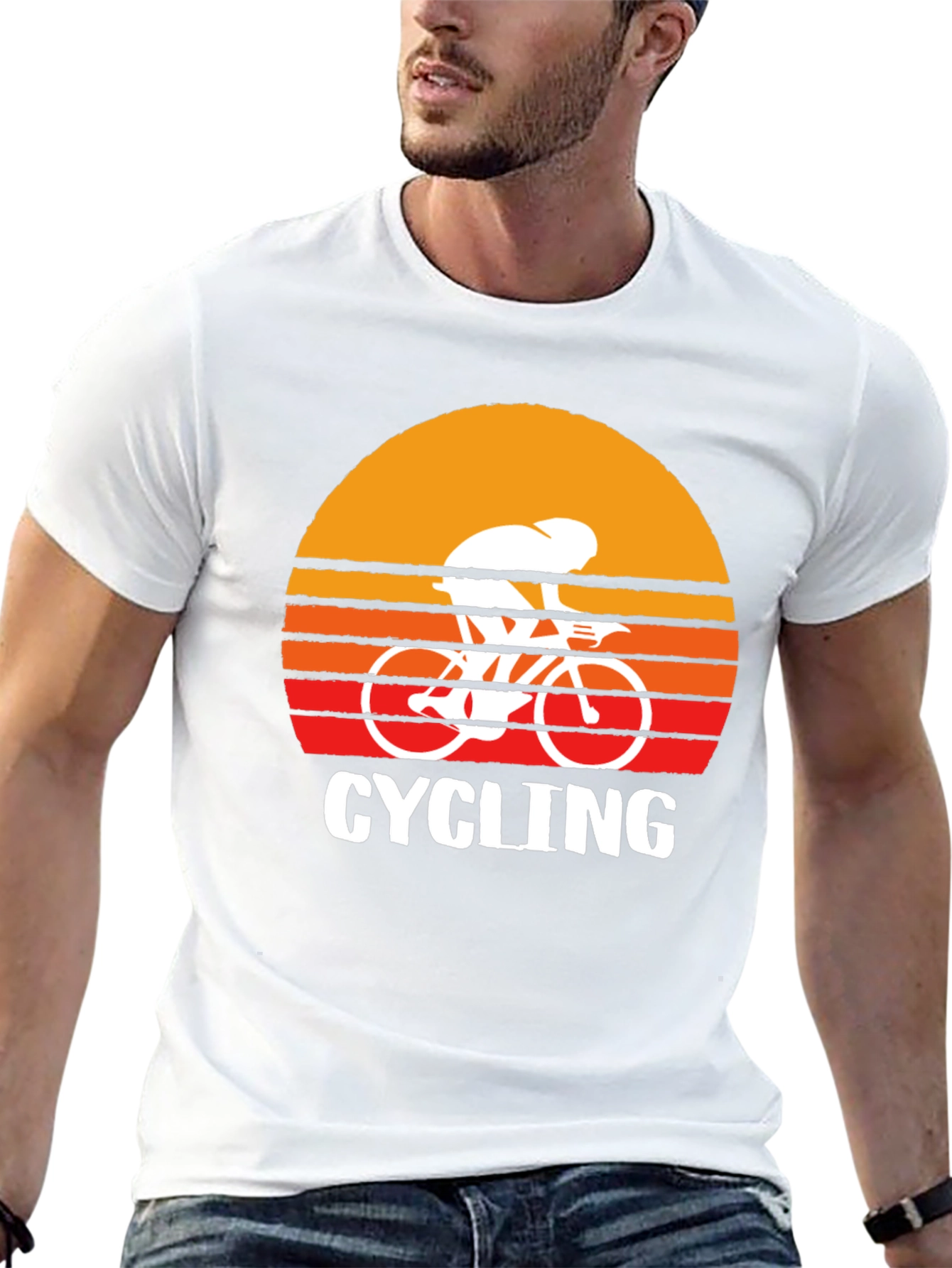 Retro Cycling Sunset Graphic T-Shirt