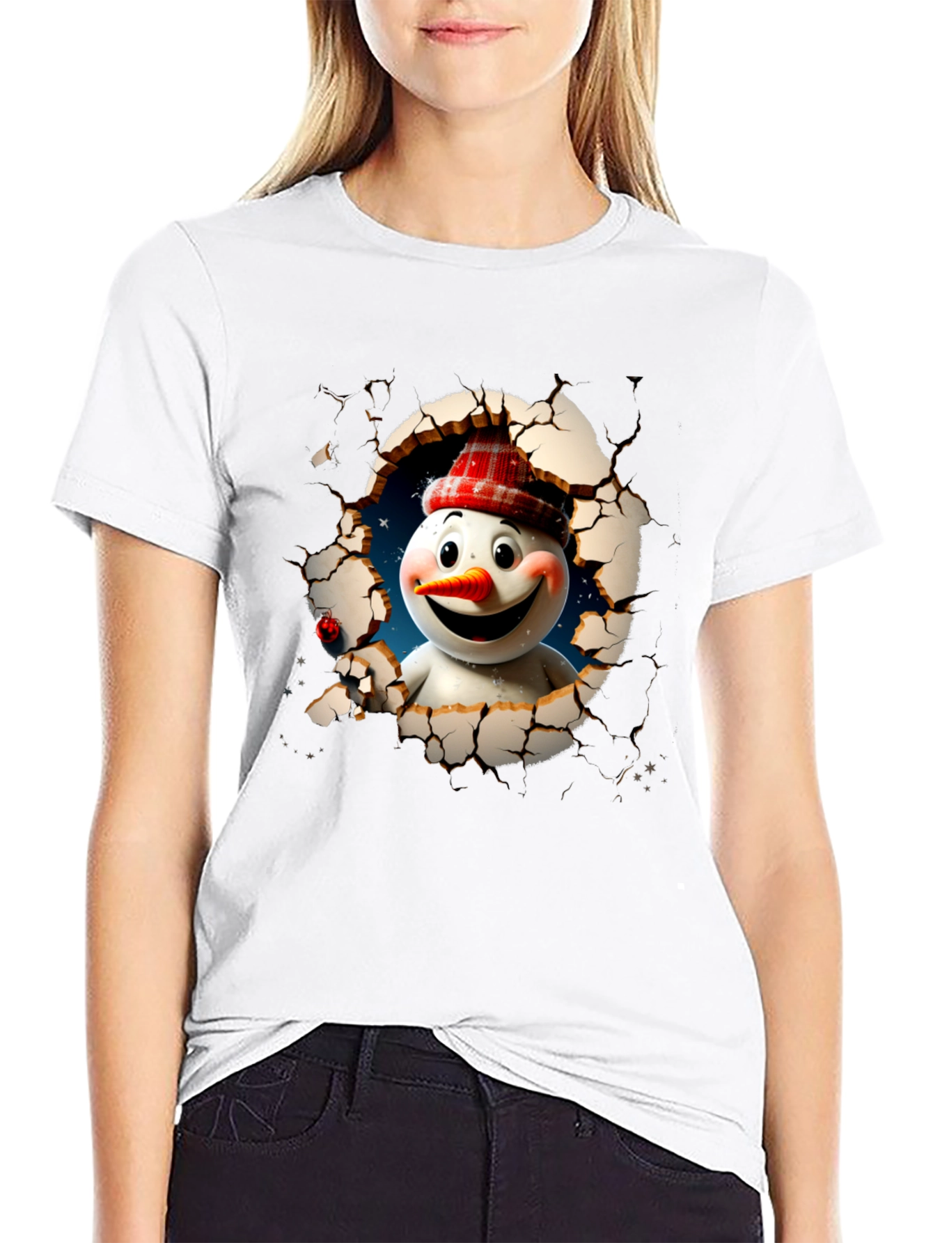 Snowman Through Wall Graphic Tee