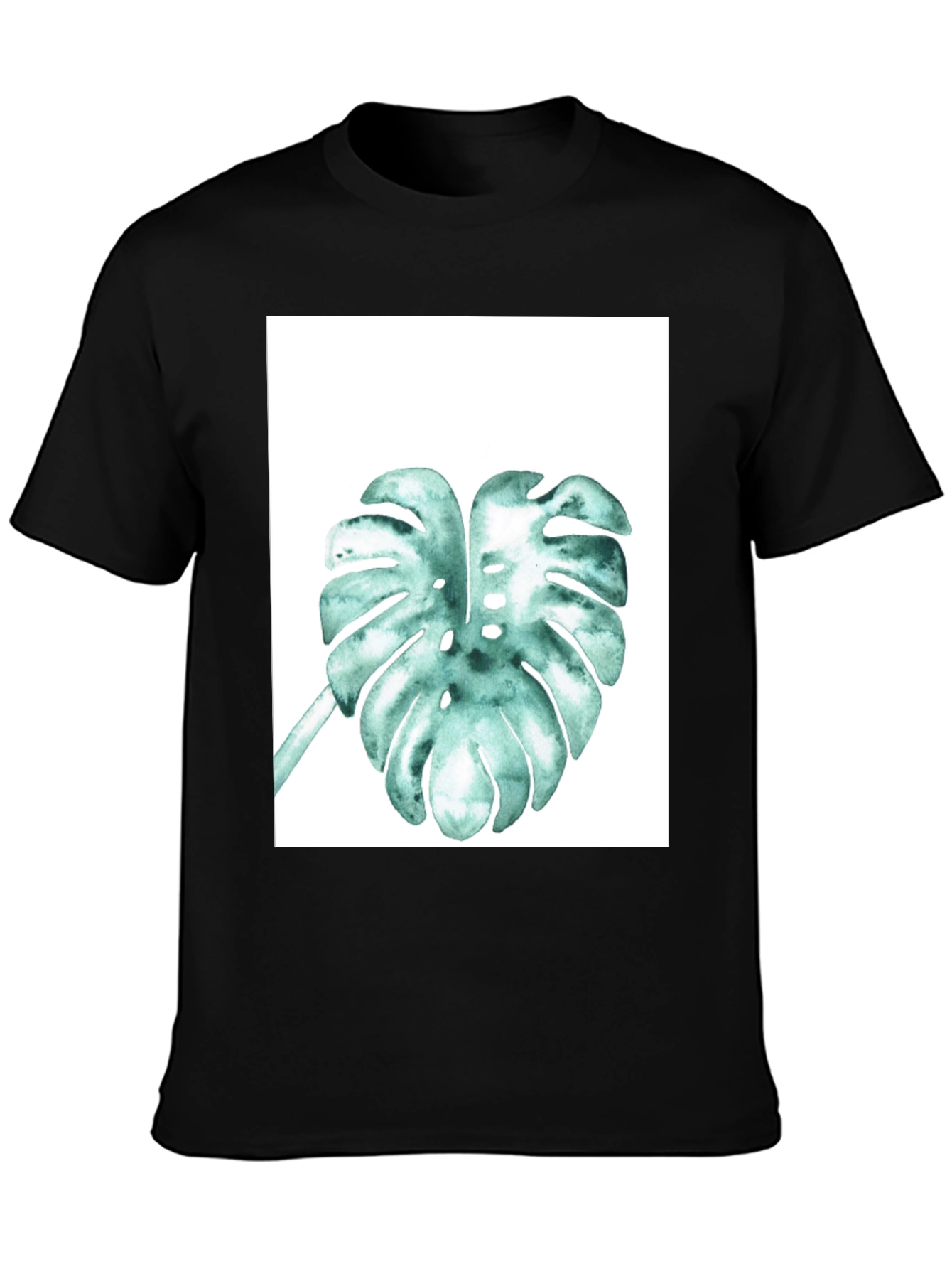 Monstera Leaf Graphic Tee - Black Cotton Comfort