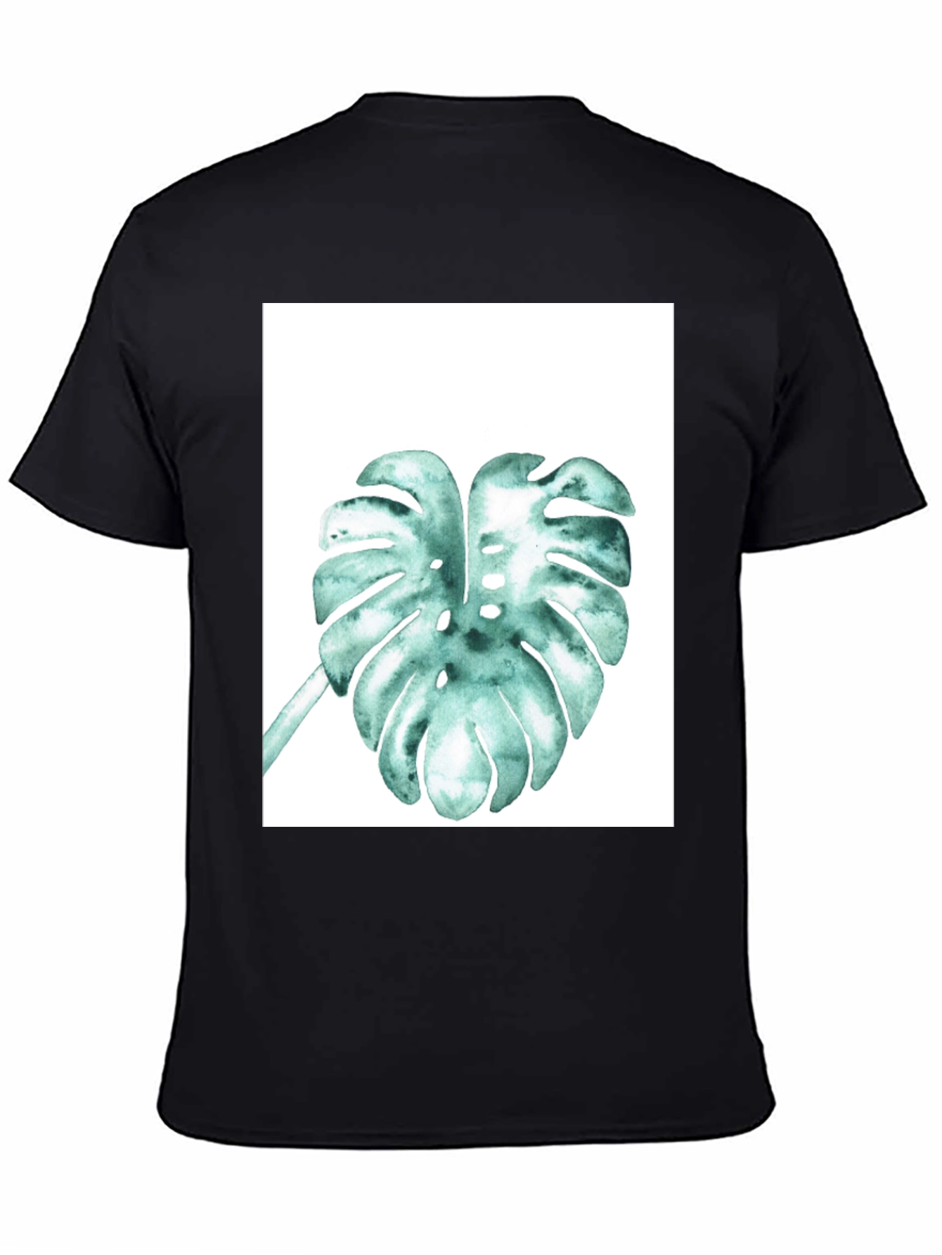 Monstera Leaf Graphic Tee - Black Cotton Comfort
