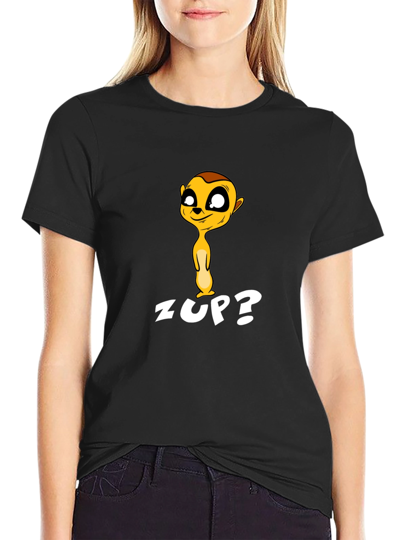Zup! Meerkat Graphic Tee - Comfy Black T-Shirt