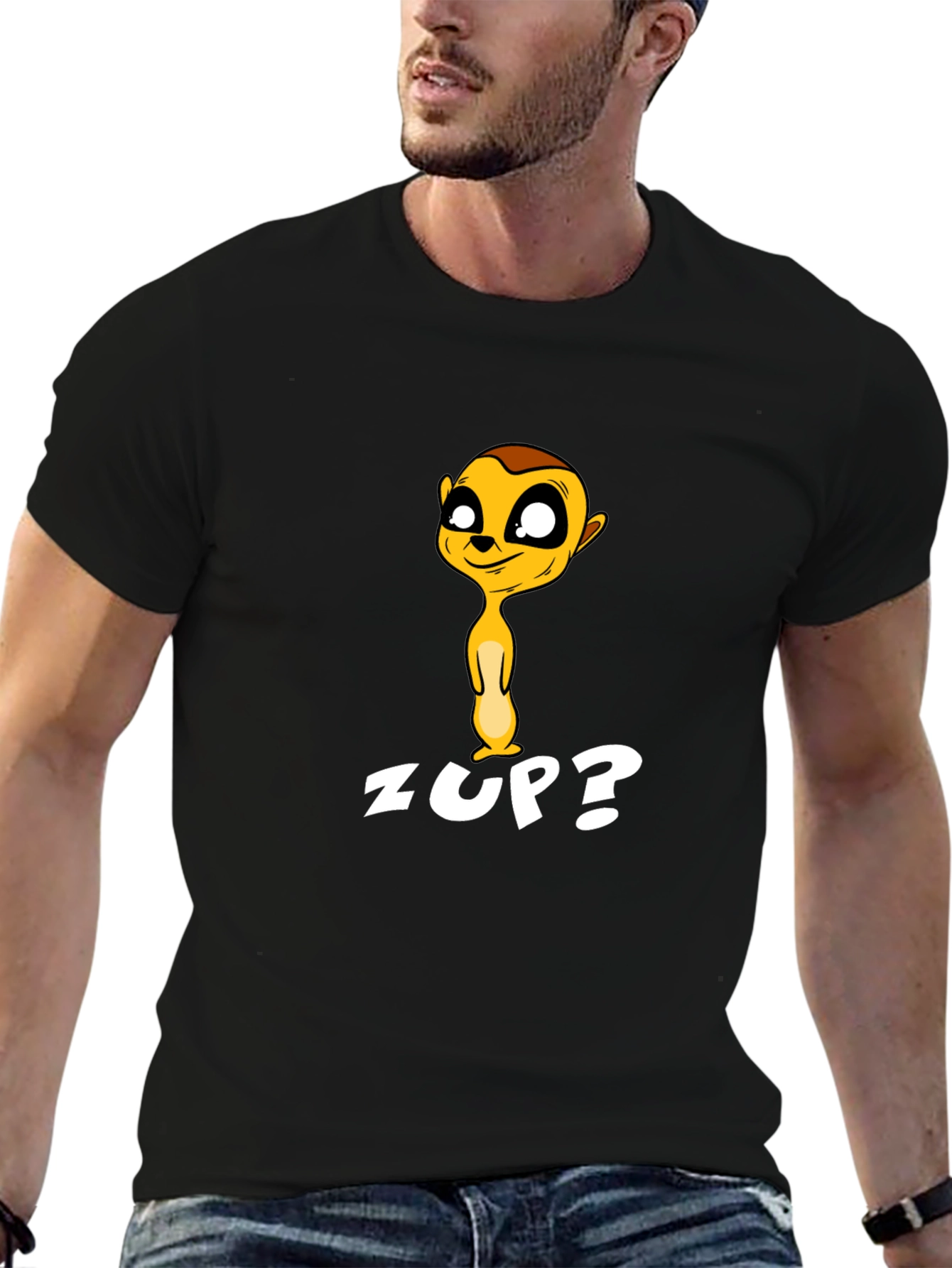 Zup! Meerkat Graphic Tee - Comfy Black T-Shirt