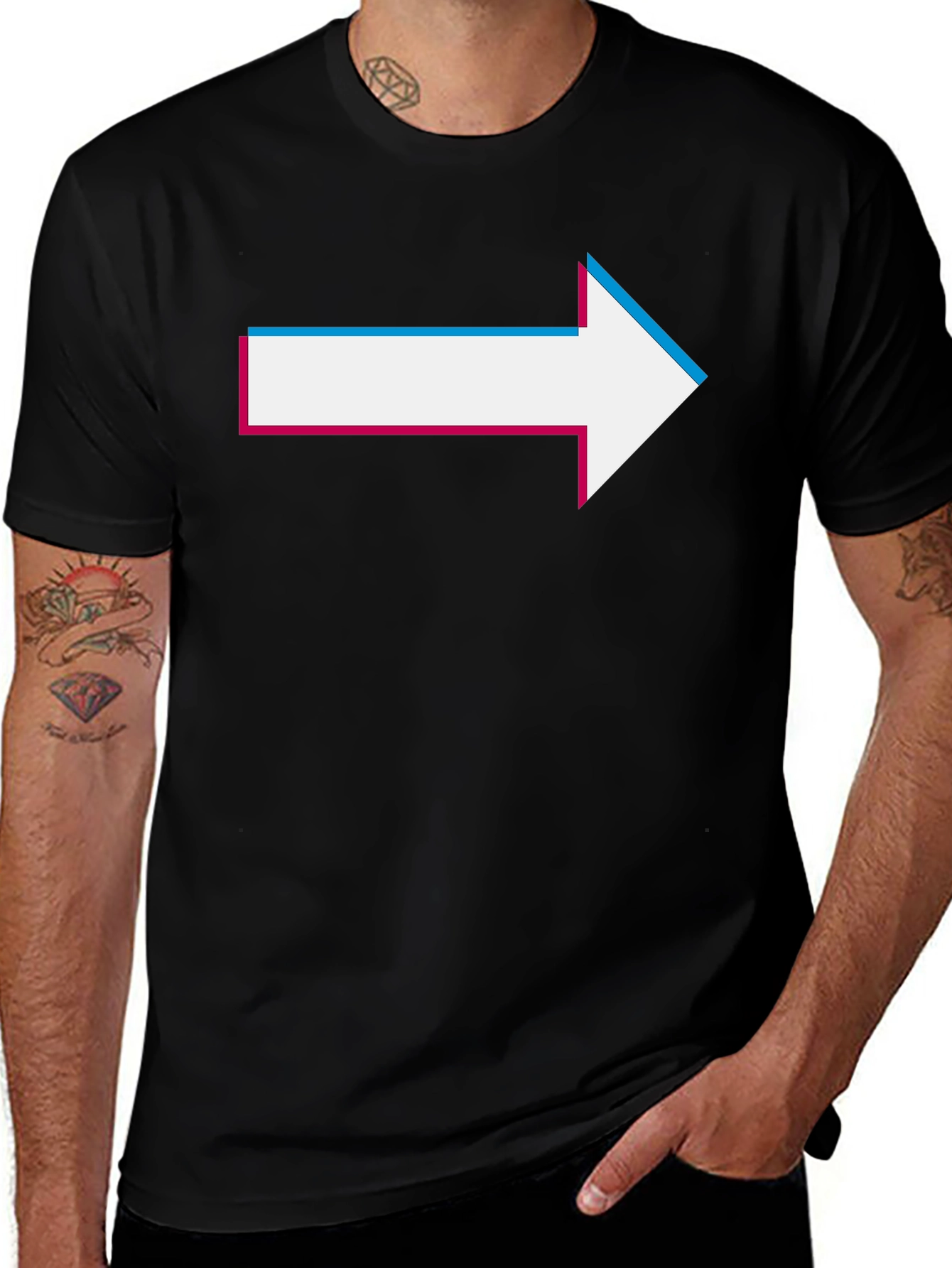 Arrow Graphic Tee - Casual Black T-Shirt
