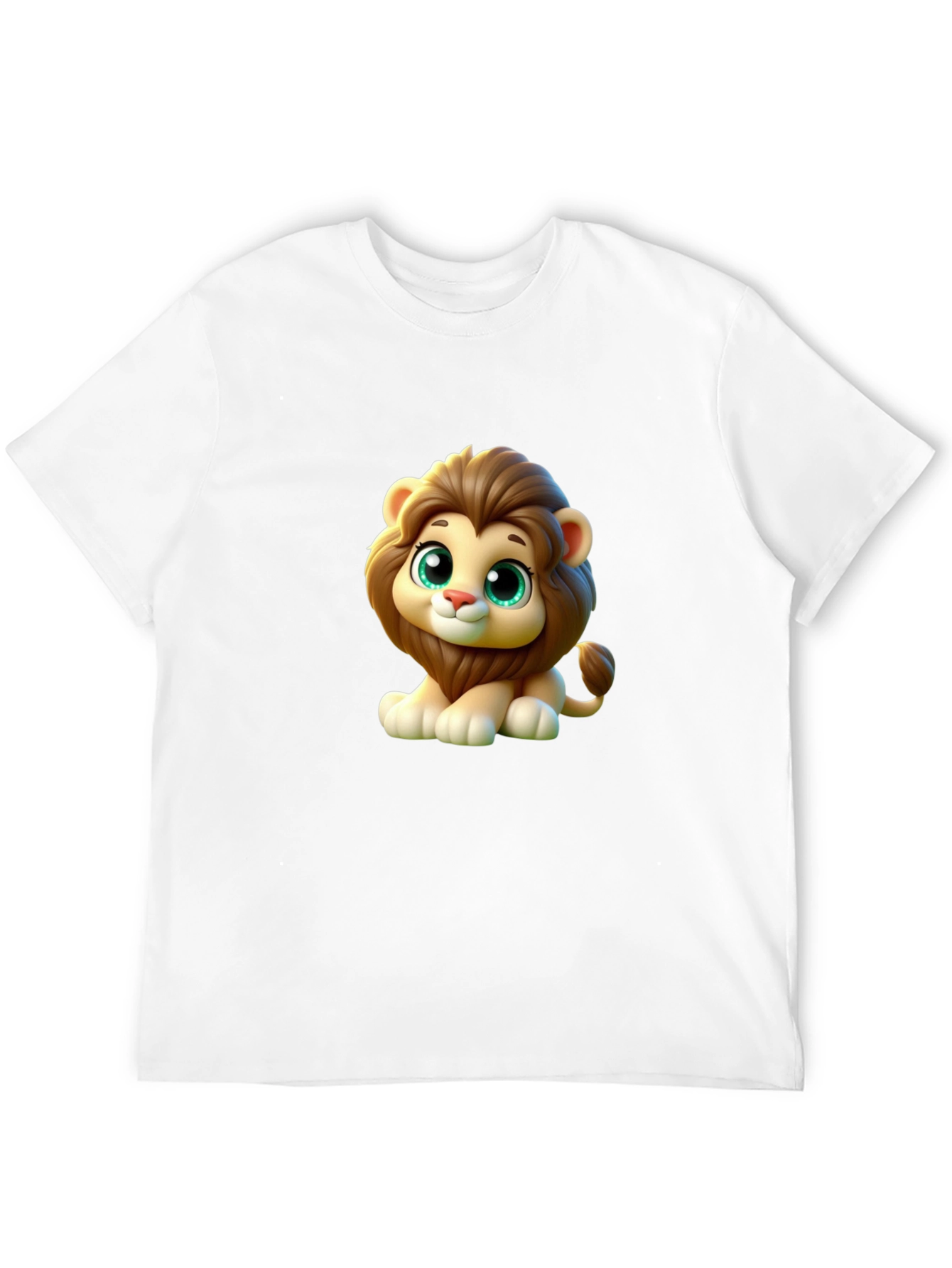 Cute Cartoon Lion Graphic Black T-Shirt