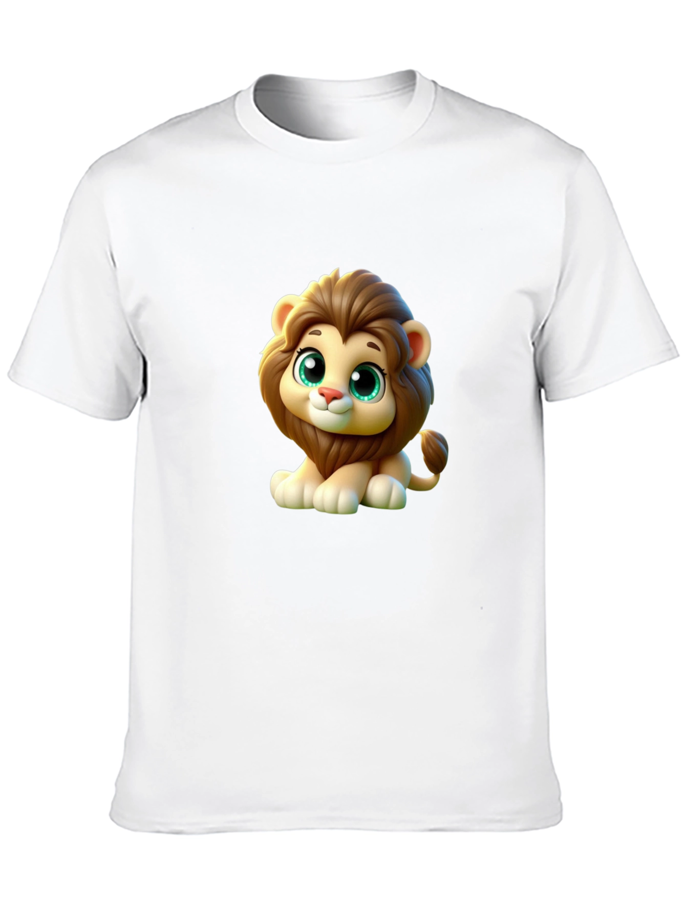 Cute Cartoon Lion Graphic Black T-Shirt