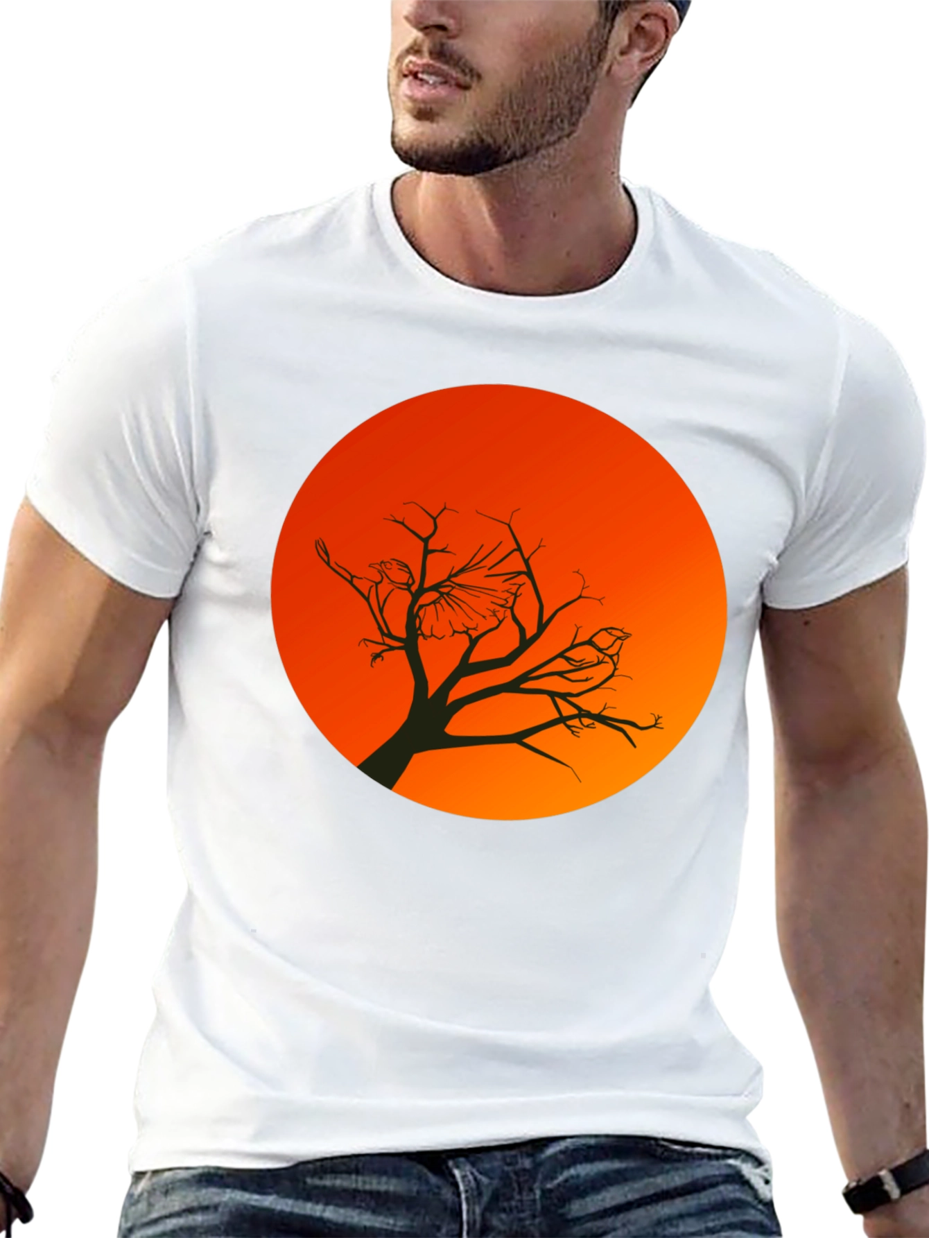 Sunset Bird Silhouette Graphic T-Shirt