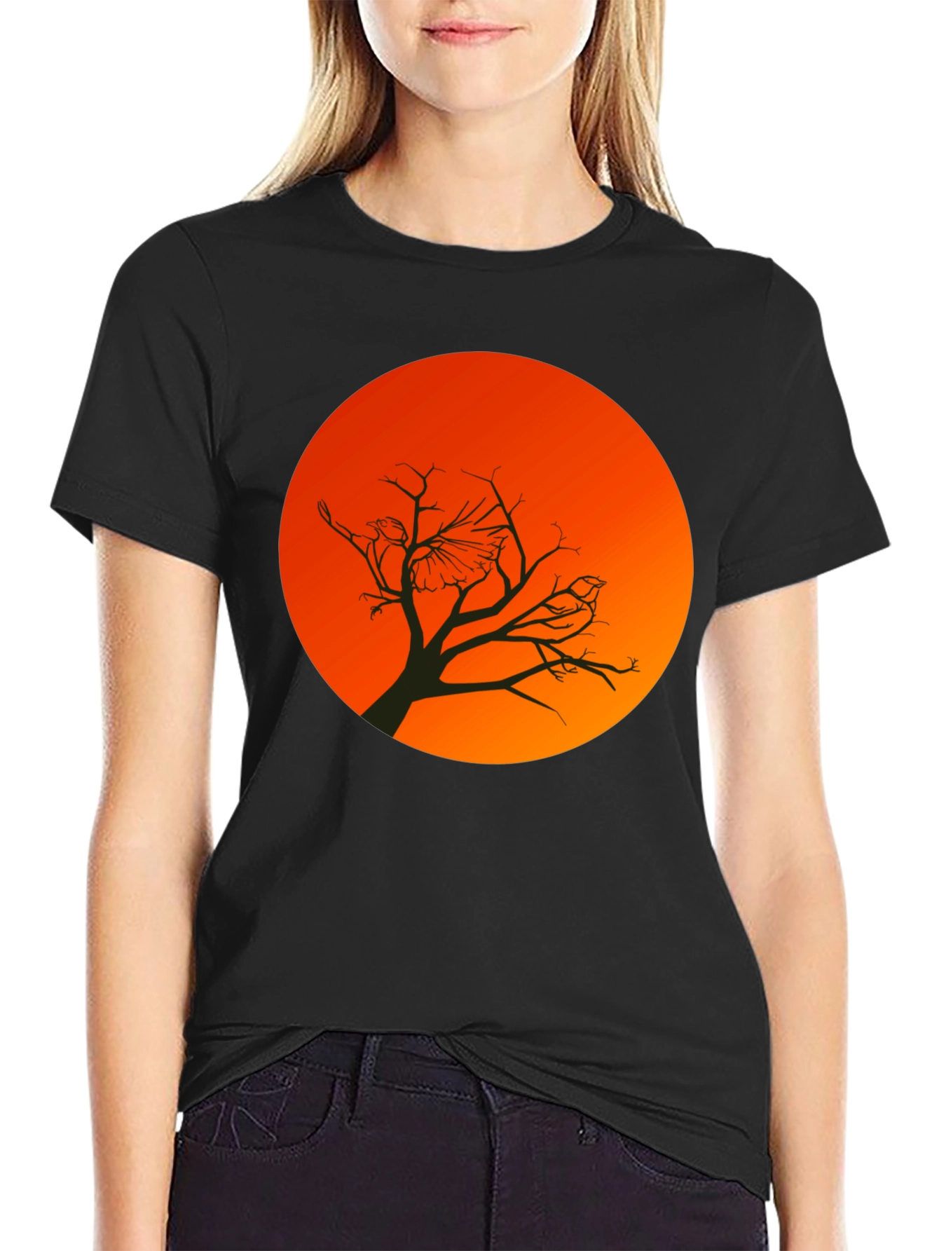 Sunset Bird Silhouette Graphic T-Shirt