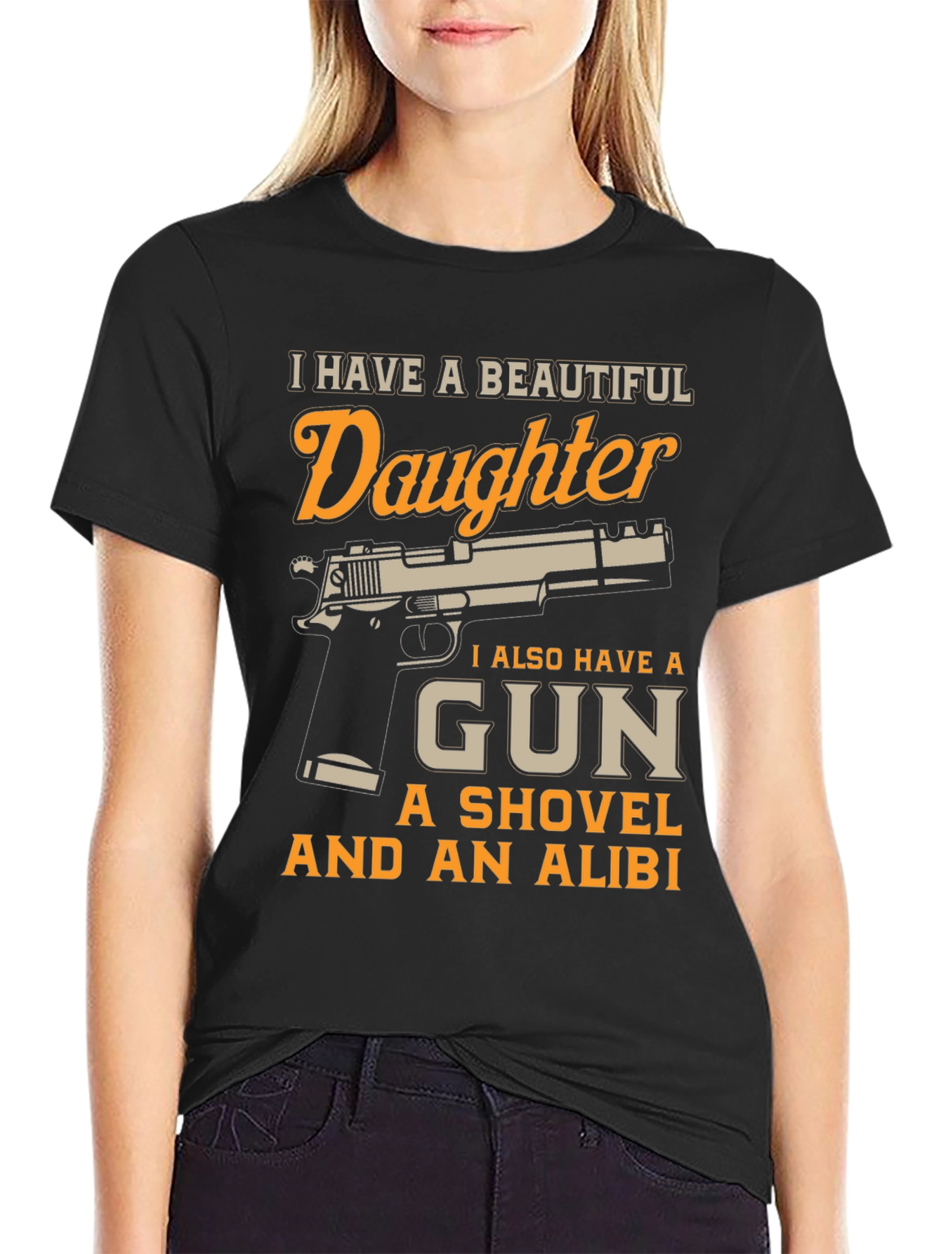 I Have a Beautiful Daughter Gun T-Shirt