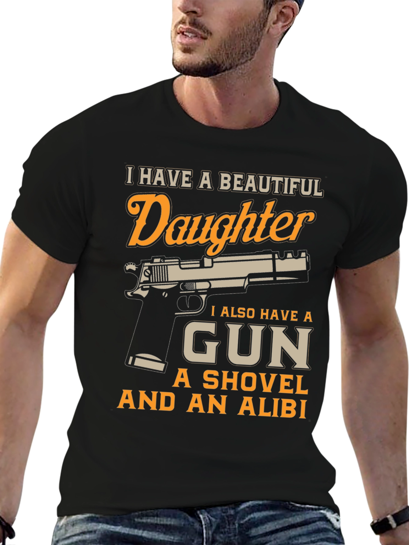 I Have a Beautiful Daughter Gun T-Shirt