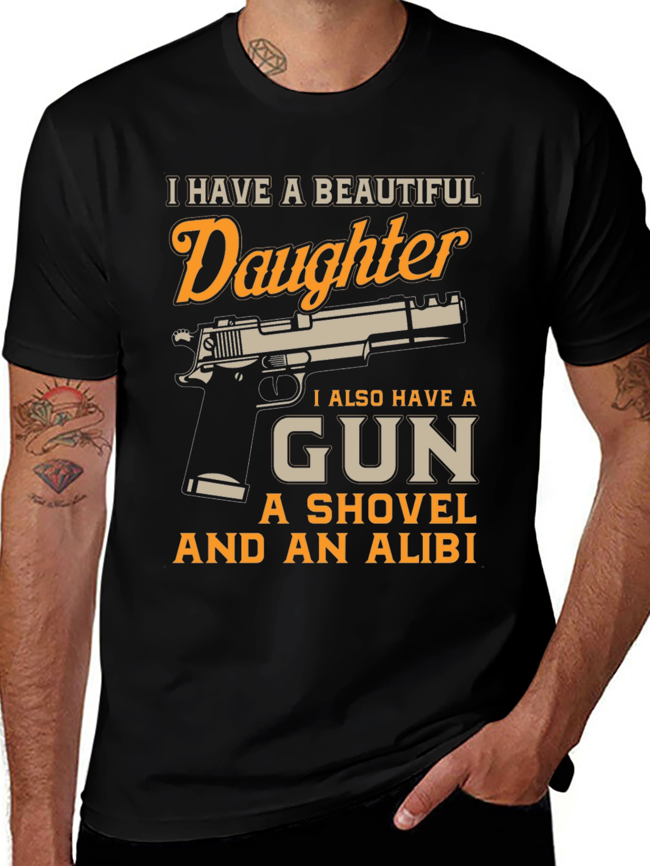 I Have a Beautiful Daughter Gun T-Shirt