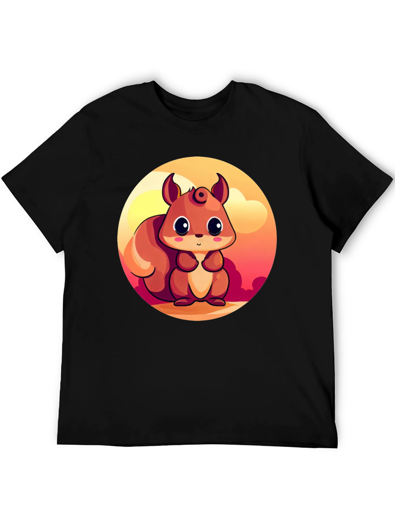 Cute Squirrel Graphic T-Shirt - Black