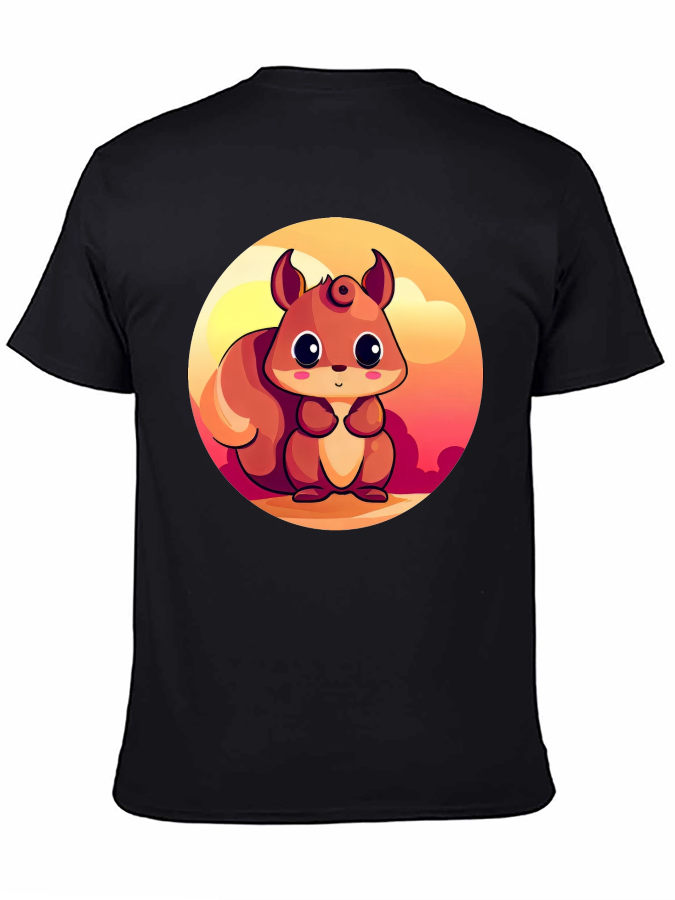 Cute Squirrel Graphic T-Shirt - Black