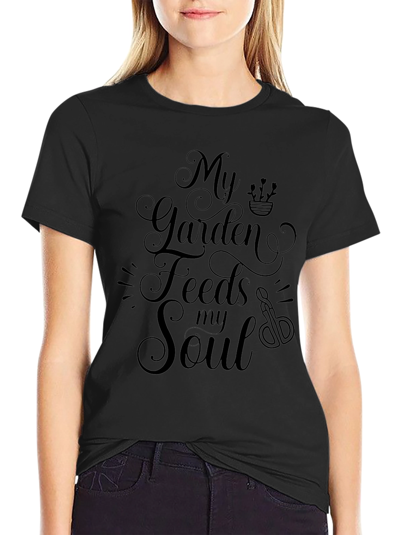My Garden Feeds My Soul Black T-Shirt