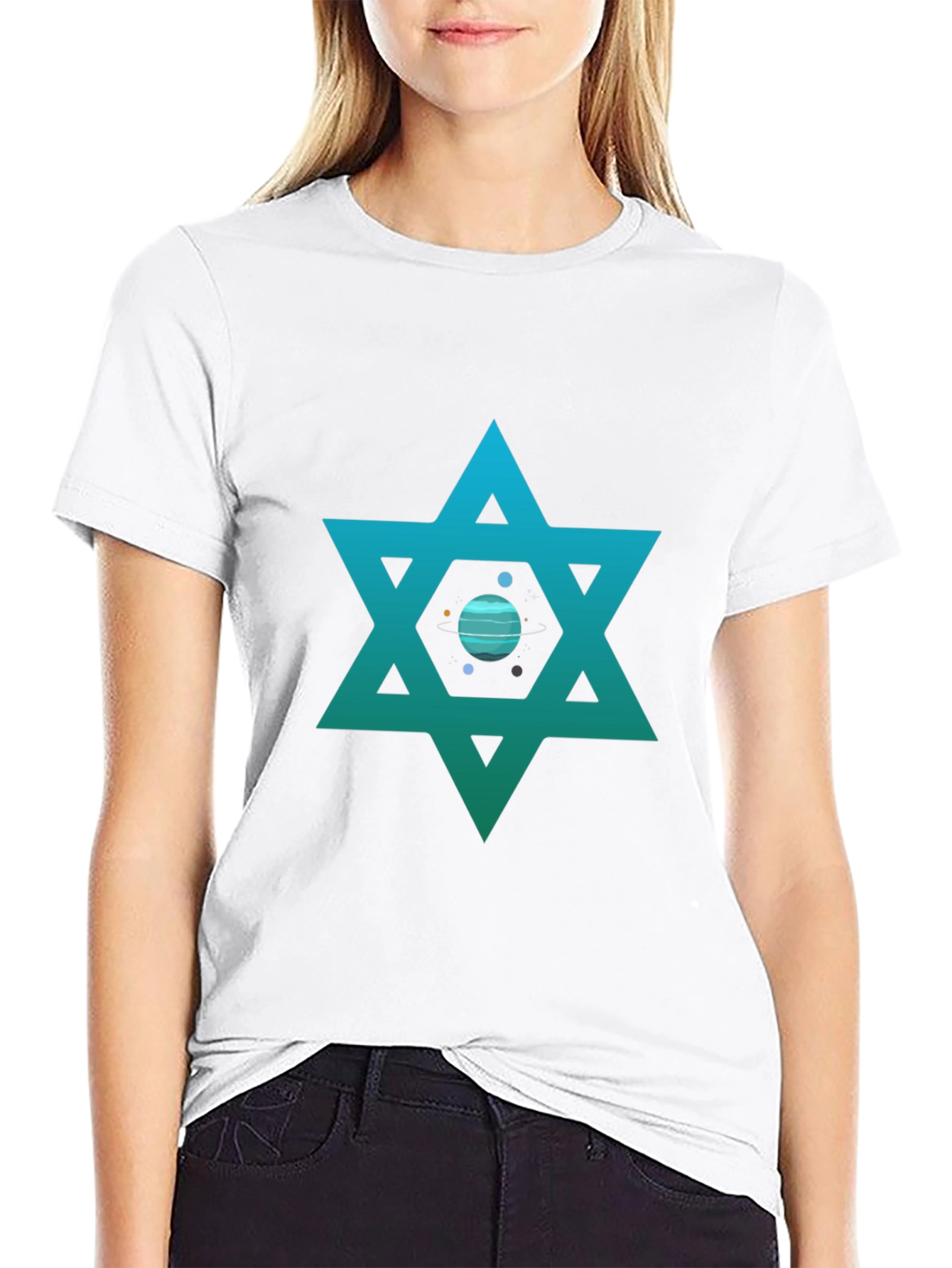 Star of David Planet Graphic T-Shirt